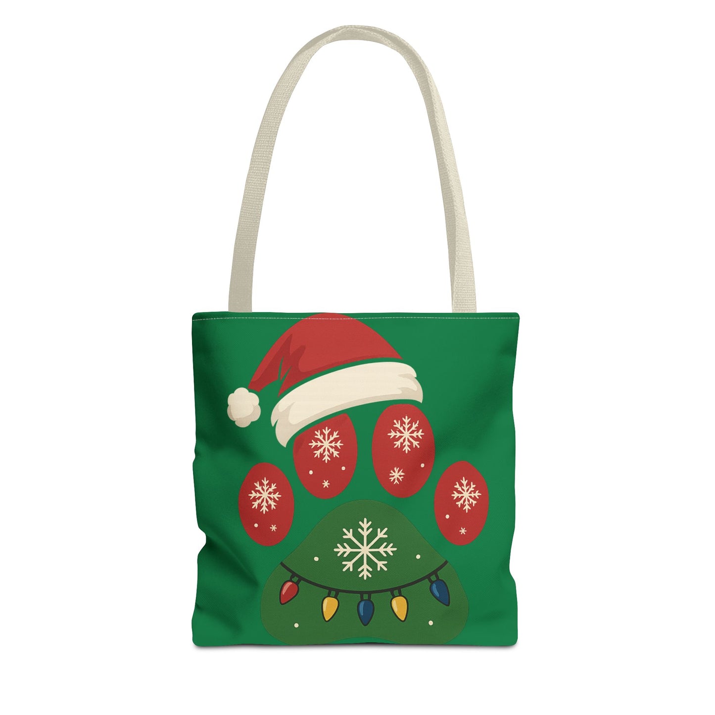 Festive Animal Paw Print Tote Bag, Holiday Shopper Tote, Christmas Gift Bag, Eco-Friendly Holiday Tote, Pet Lover's Tote