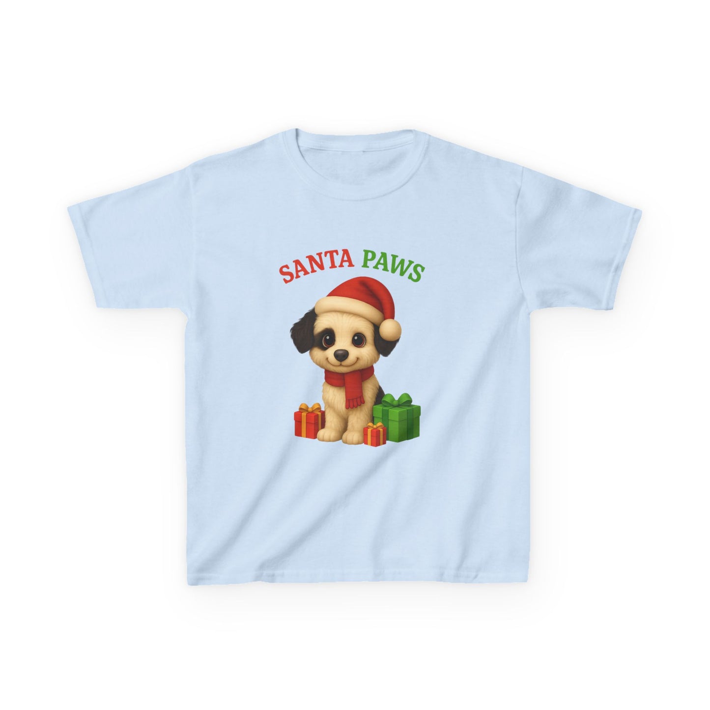 Kids Santa Paws Tee, Adorable Holiday Dog T-Shirt, Christmas Gift for Boys and Girls, Cute Pup Design, Holiday Apparel, Festive Kids Wear