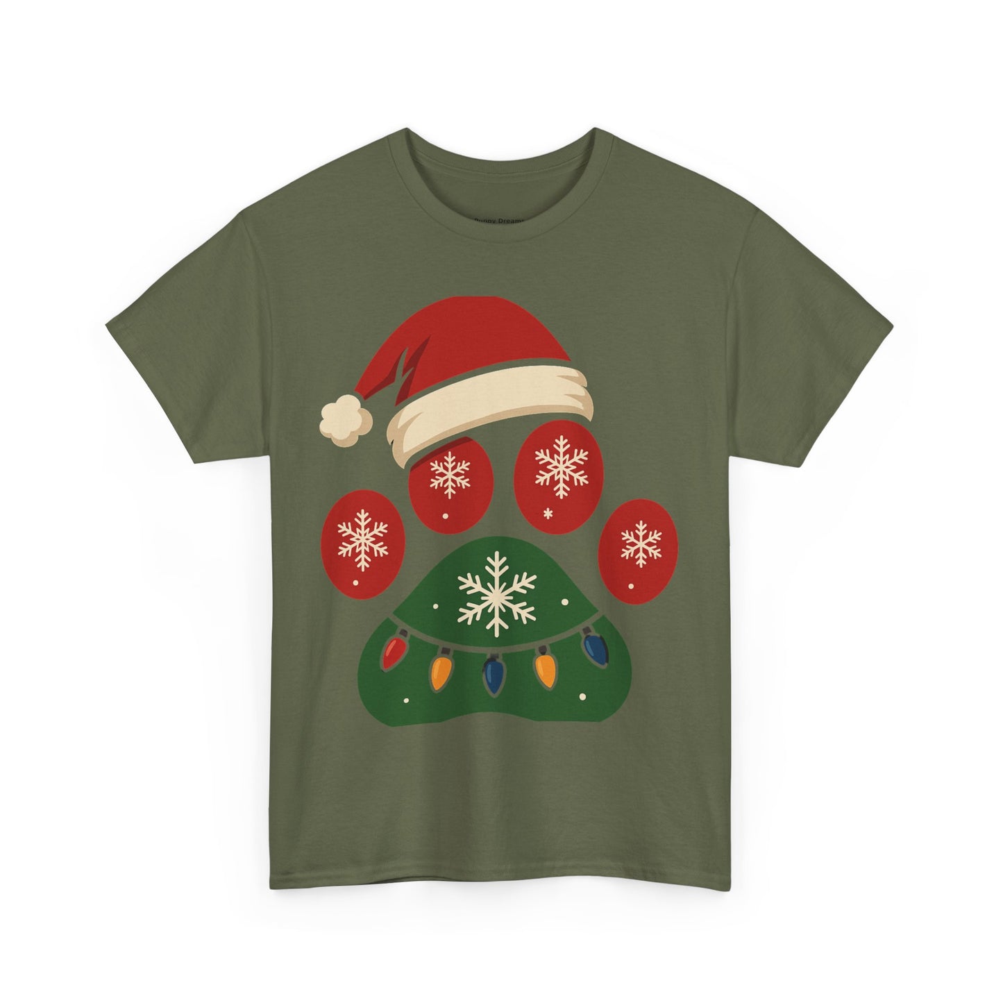 Festive Dog Paw Print Tee, Holiday T-Shirt for Pet Lovers, Christmas Casual Wear, Cute Pet Apparel, Winter Gift Idea