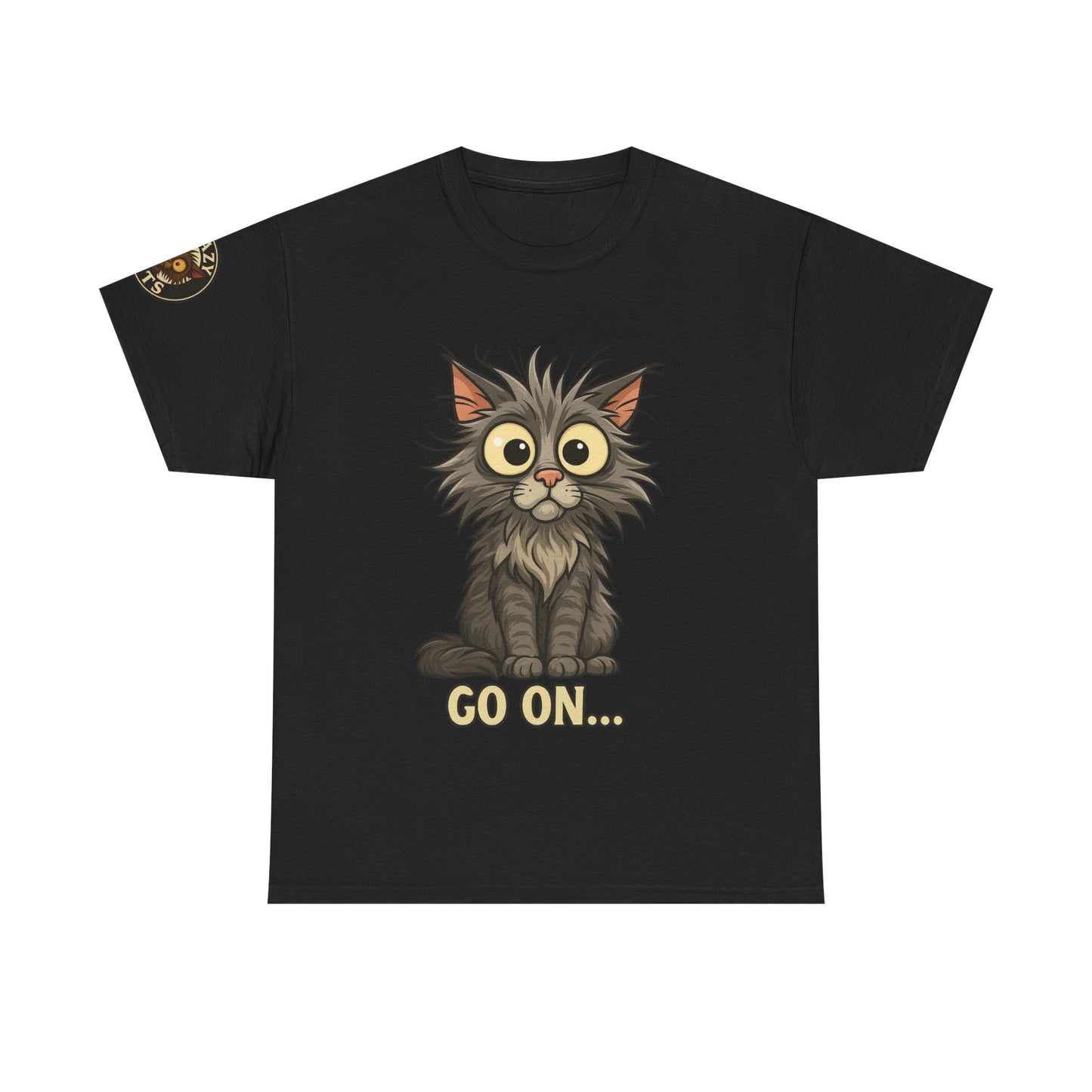 Cat Graphic Tee – Cute Wide-Eyed Kitten “Go On...” Shirt