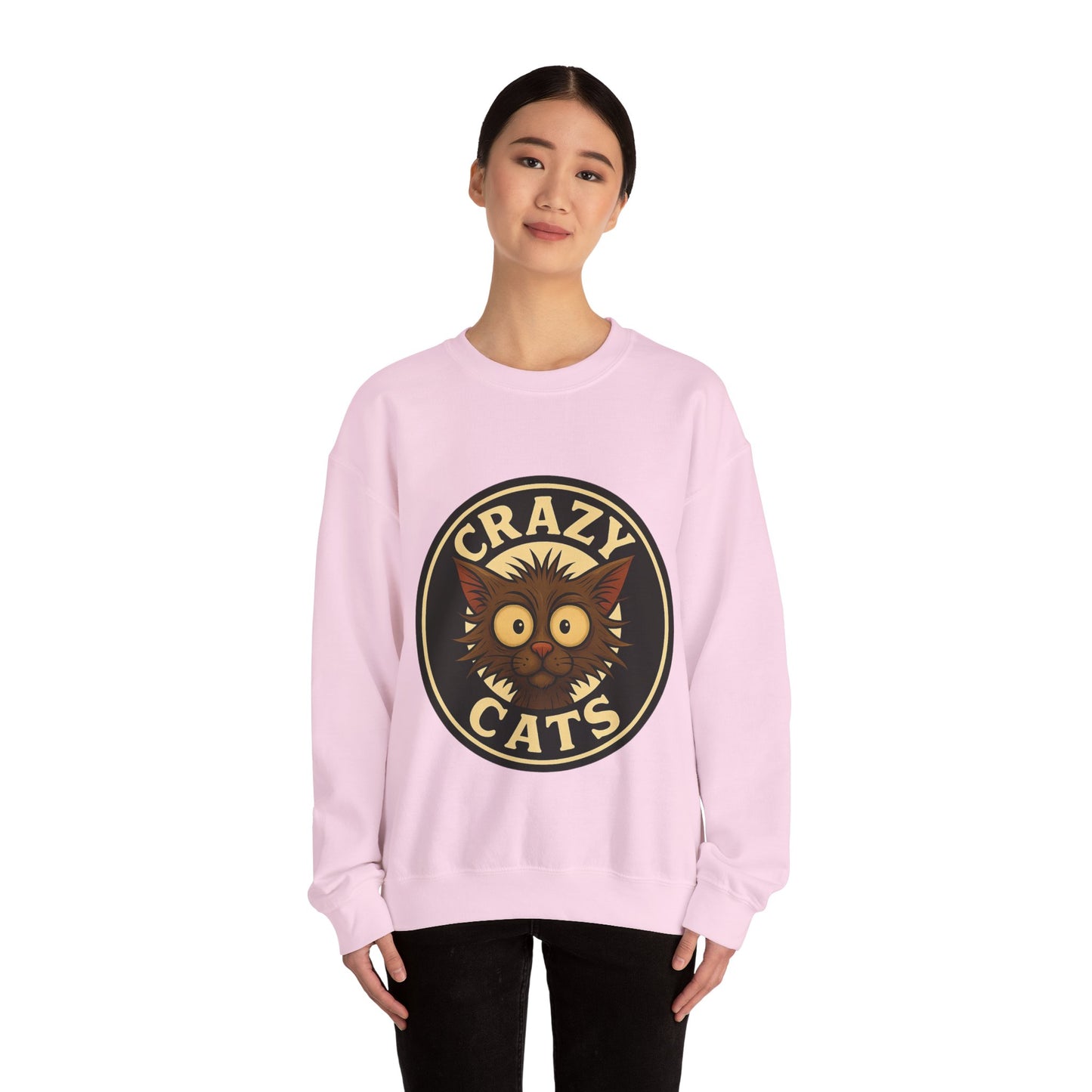 Crazy Cats Crewneck Sweatshirt — Vintage Cat Graphic Pullover
