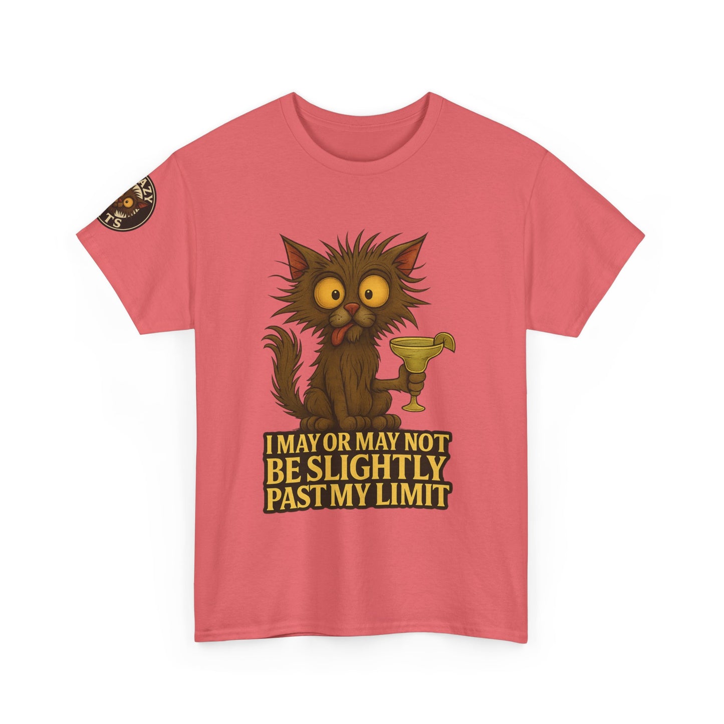 Cat Drinking Wine T‑Shirt — “I May Or May Not Be Slightly Past My Limit” Funny Graphic Tee