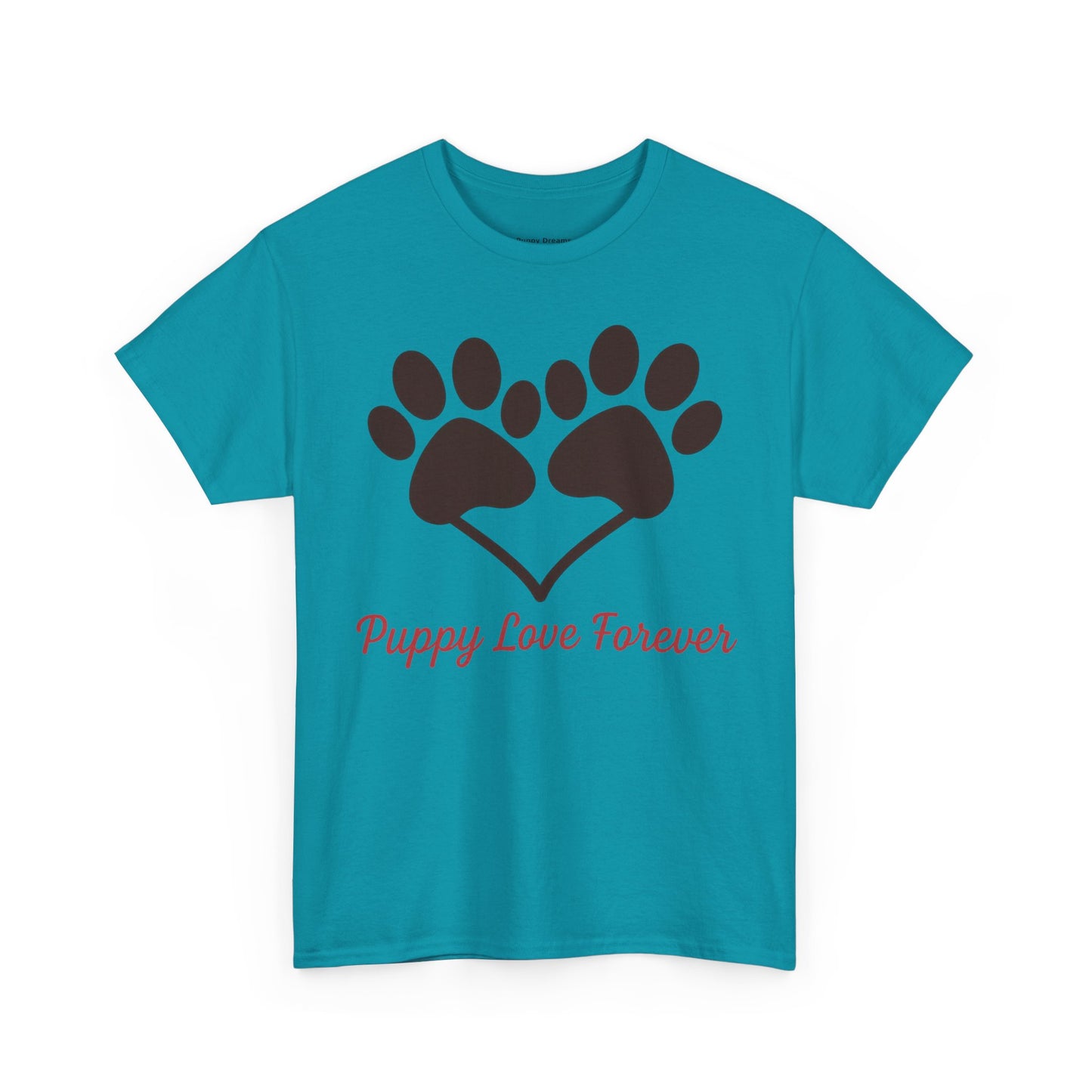 Puppy Love Forever Unisex Heavy Cotton Tee, Dog Lover Gift, Heart Paw Print Shirt, Pet Adoption Awareness, Animal Rescue T-Shirt