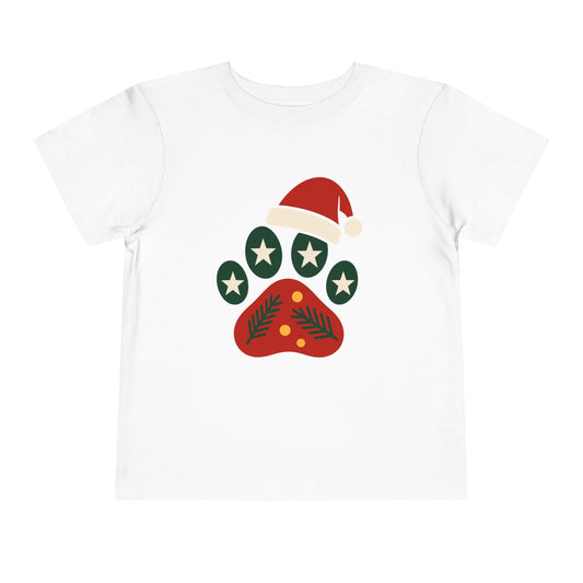 Festive Toddler Tee with Christmas Paw Print Design, Holiday Outfit, Kids Christmas Shirt, Cute Gift for Toddlers, Infant Apparel