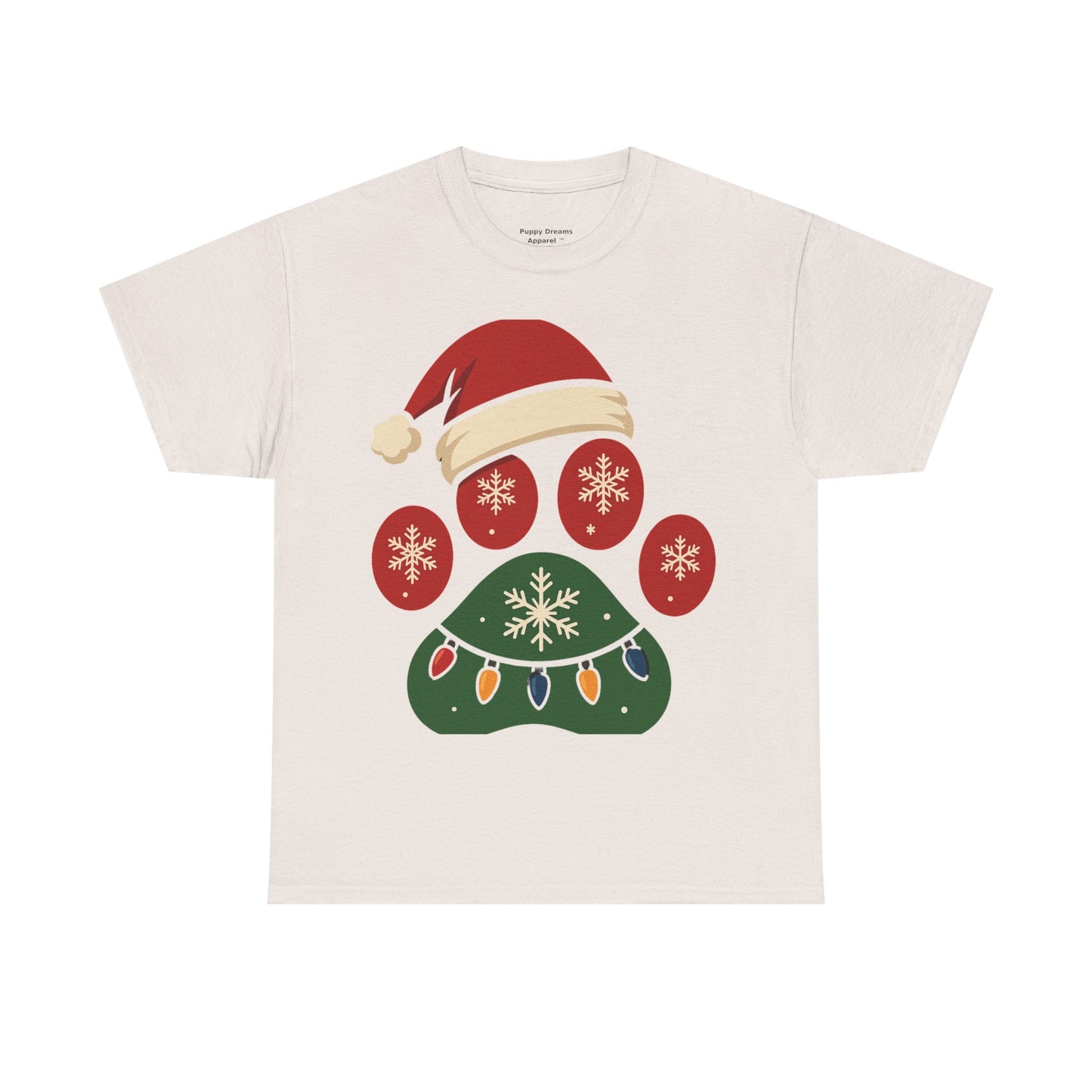 Festive Dog Paw Print Tee, Holiday T-Shirt for Pet Lovers, Christmas Casual Wear, Cute Pet Apparel, Winter Gift Idea