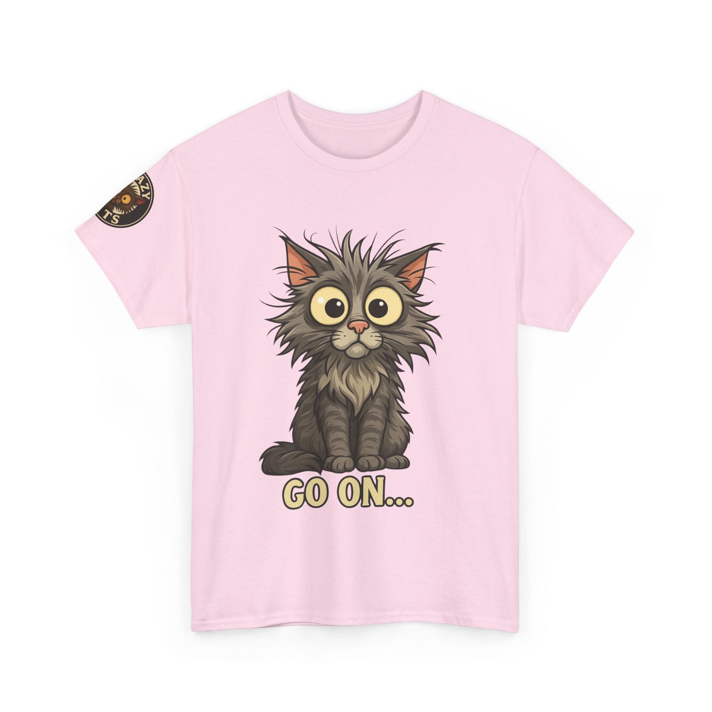 Cat Graphic Tee – Cute Wide-Eyed Kitten “Go On...” Shirt