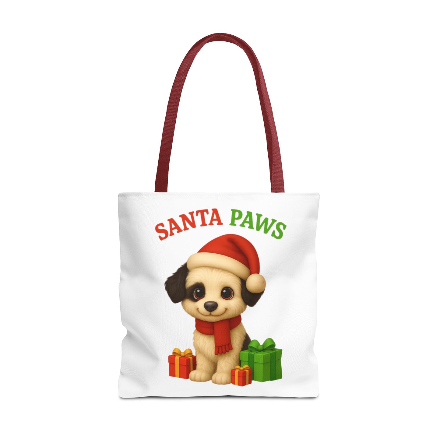 Christmas Dog Tote Bag, Pet Lover Gift, Santa Paws Eco-friendly Bag, Holiday Shopping Tote, Cute Puppy Design, Dog Owner Accessory