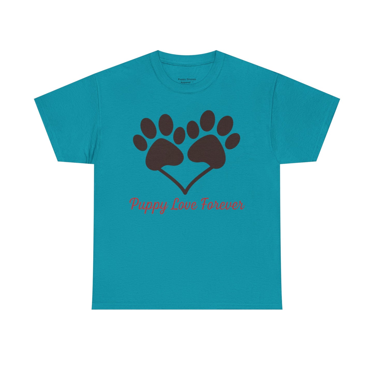 Puppy Love Forever Unisex Heavy Cotton Tee, Dog Lover Gift, Heart Paw Print Shirt, Pet Adoption Awareness, Animal Rescue T-Shirt