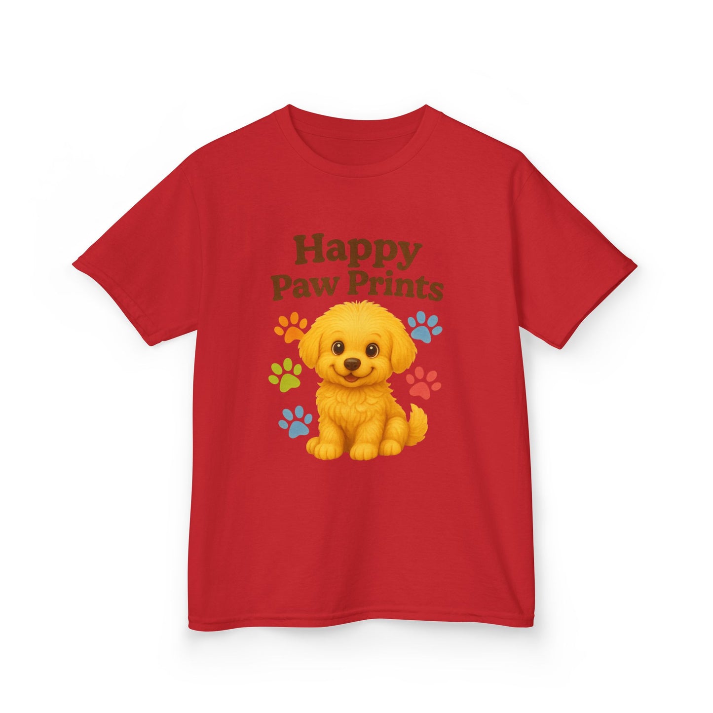 Cute Puppy Kids Tee - Happy Paw Prints T-Shirt, Animal Lover Gift, Youth Apparel, Birthday Gift, Pet-Themed Clothing