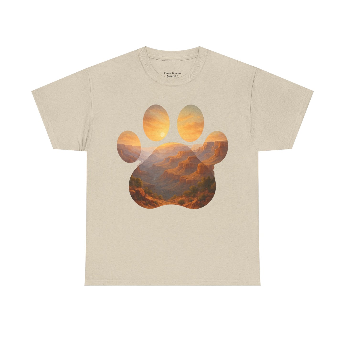 Sunset Paw Print Tee, Unisex T-Shirt for Pet Lovers, Cute Animal Graphic Shirt, Comfortable Everyday Wear, Gift for Dog Owners