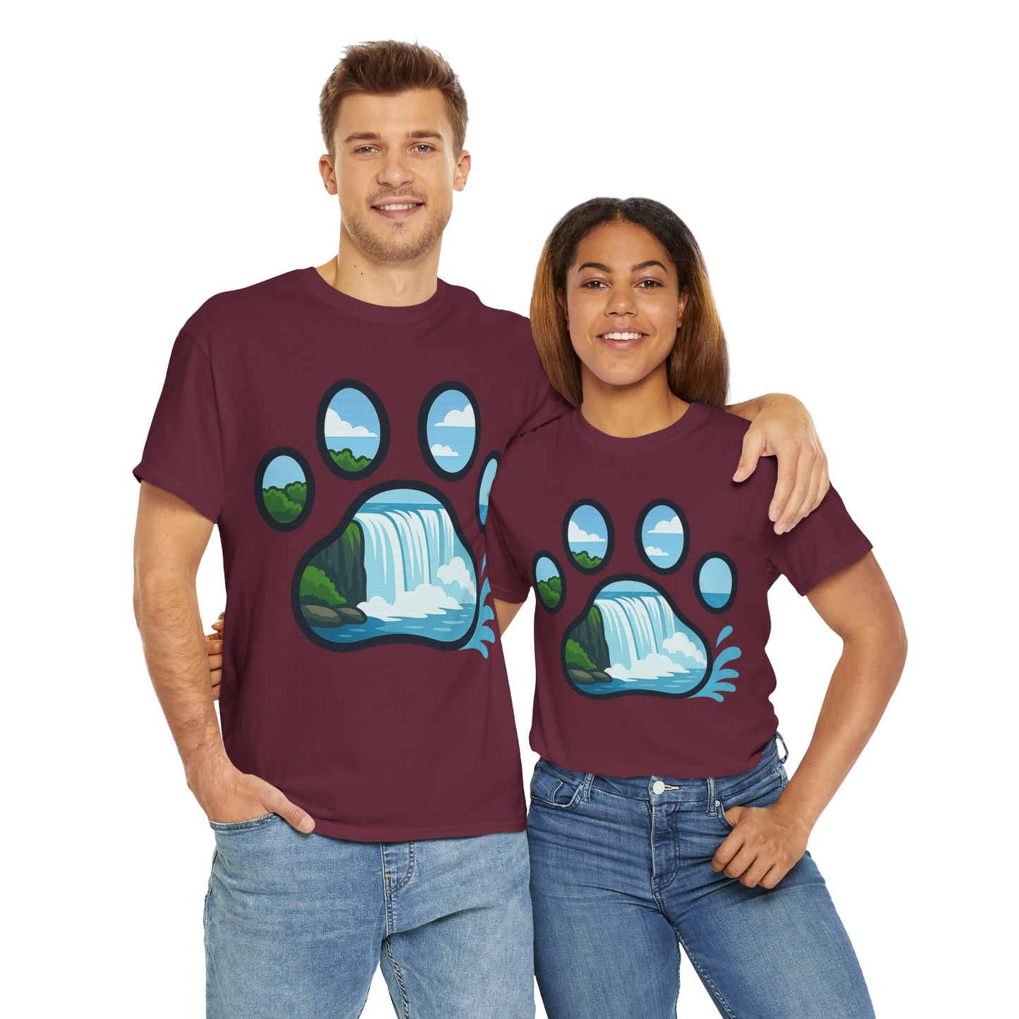 Nature-Inspired Paw Print Tee, Unisex Heavy Cotton Tee, Cute Animal Shirt, Outdoor Lover Gift, Eco-Friendly Apparel, Casual Wear