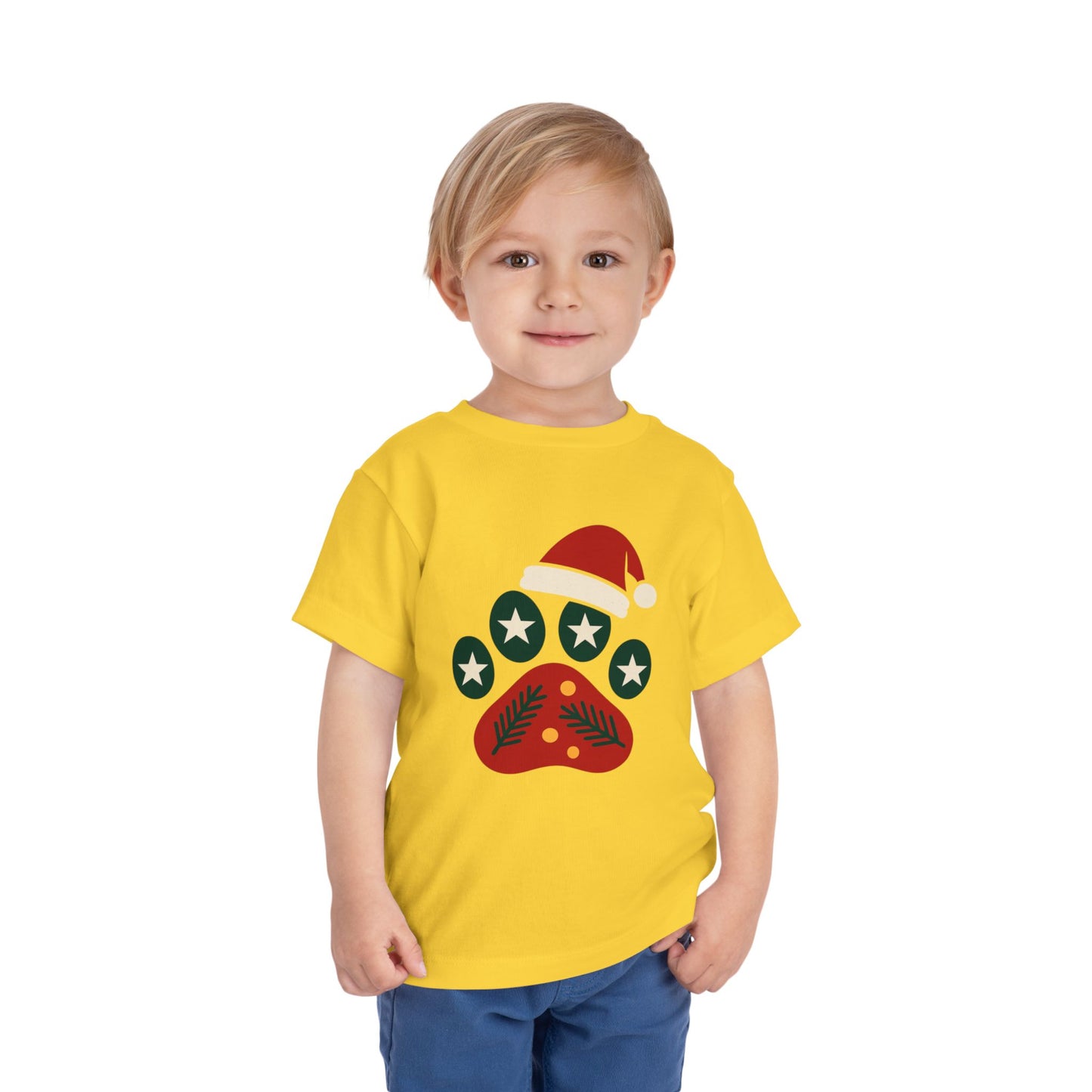 Festive Toddler Tee with Christmas Paw Print Design, Holiday Outfit, Kids Christmas Shirt, Cute Gift for Toddlers, Infant Apparel