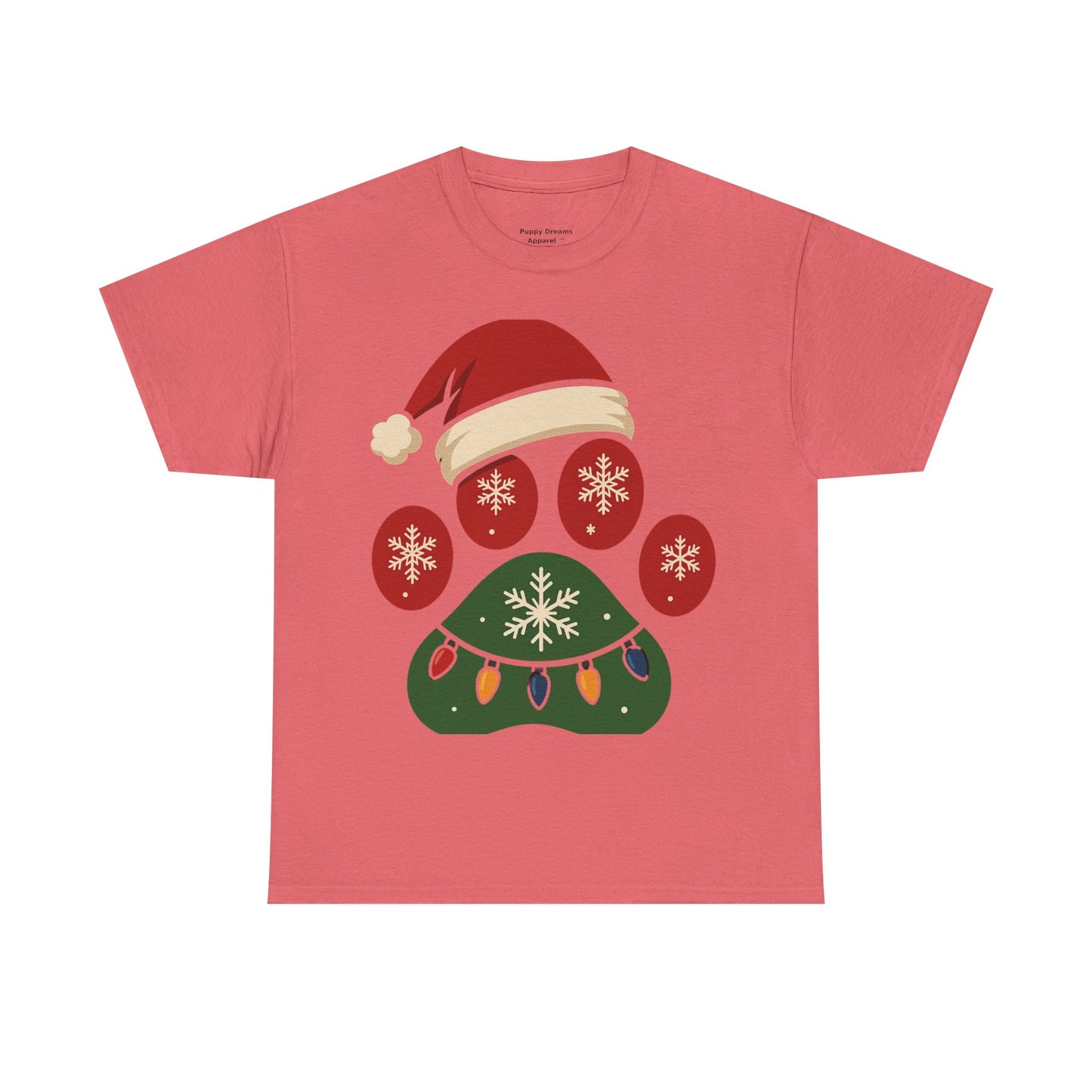 Festive Dog Paw Print Tee, Holiday T-Shirt for Pet Lovers, Christmas Casual Wear, Cute Pet Apparel, Winter Gift Idea