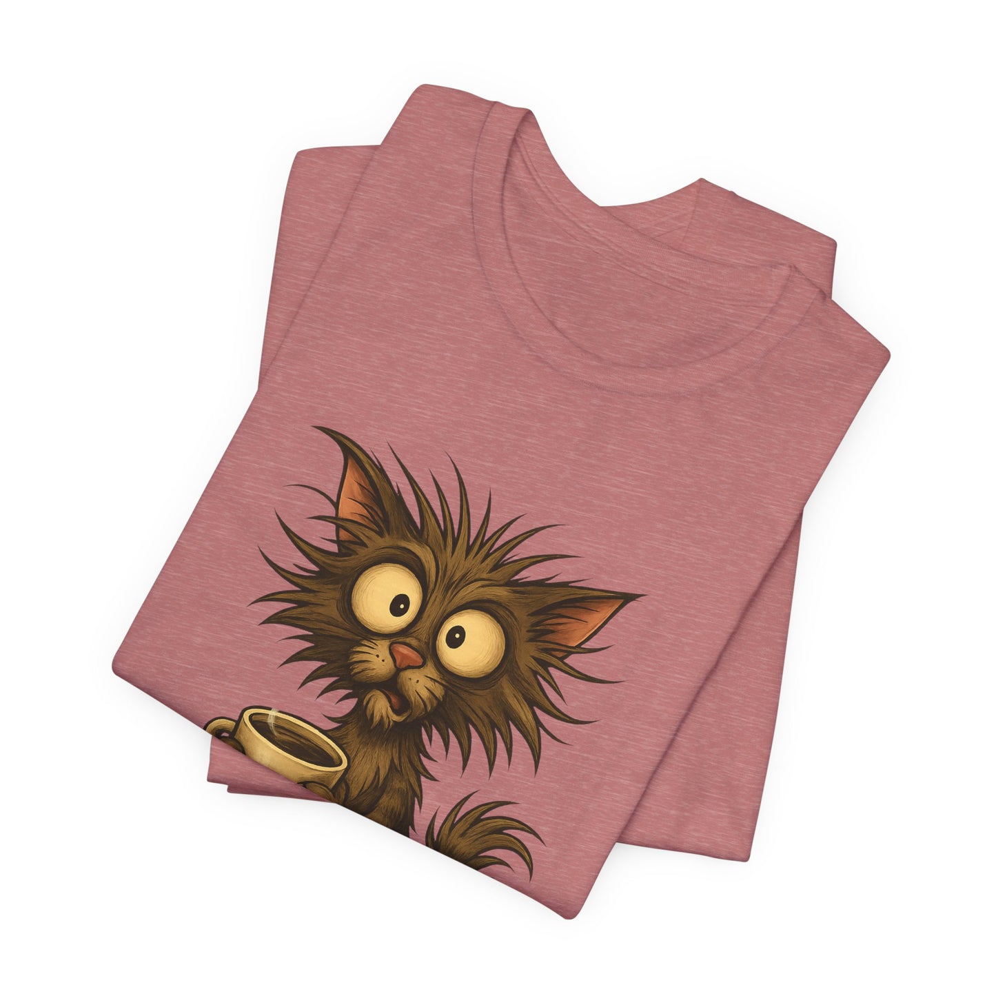 Caffeine Cat Tee — "I Function Solely by Caffeine" Coffee Lover Shirt