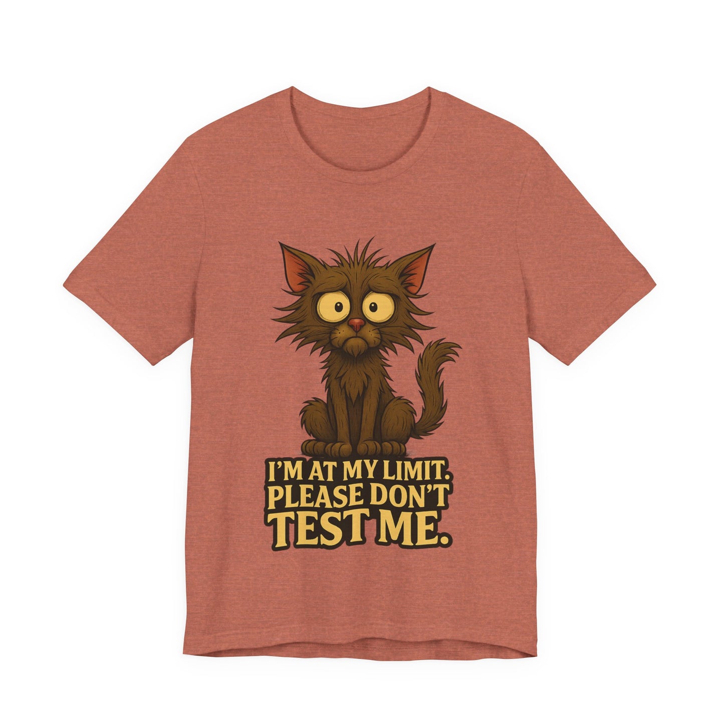 Funny Cat T-Shirt — "I'm At My Limit, Please Don't Test Me" Cute Stressed Kitty Graphic Tee
