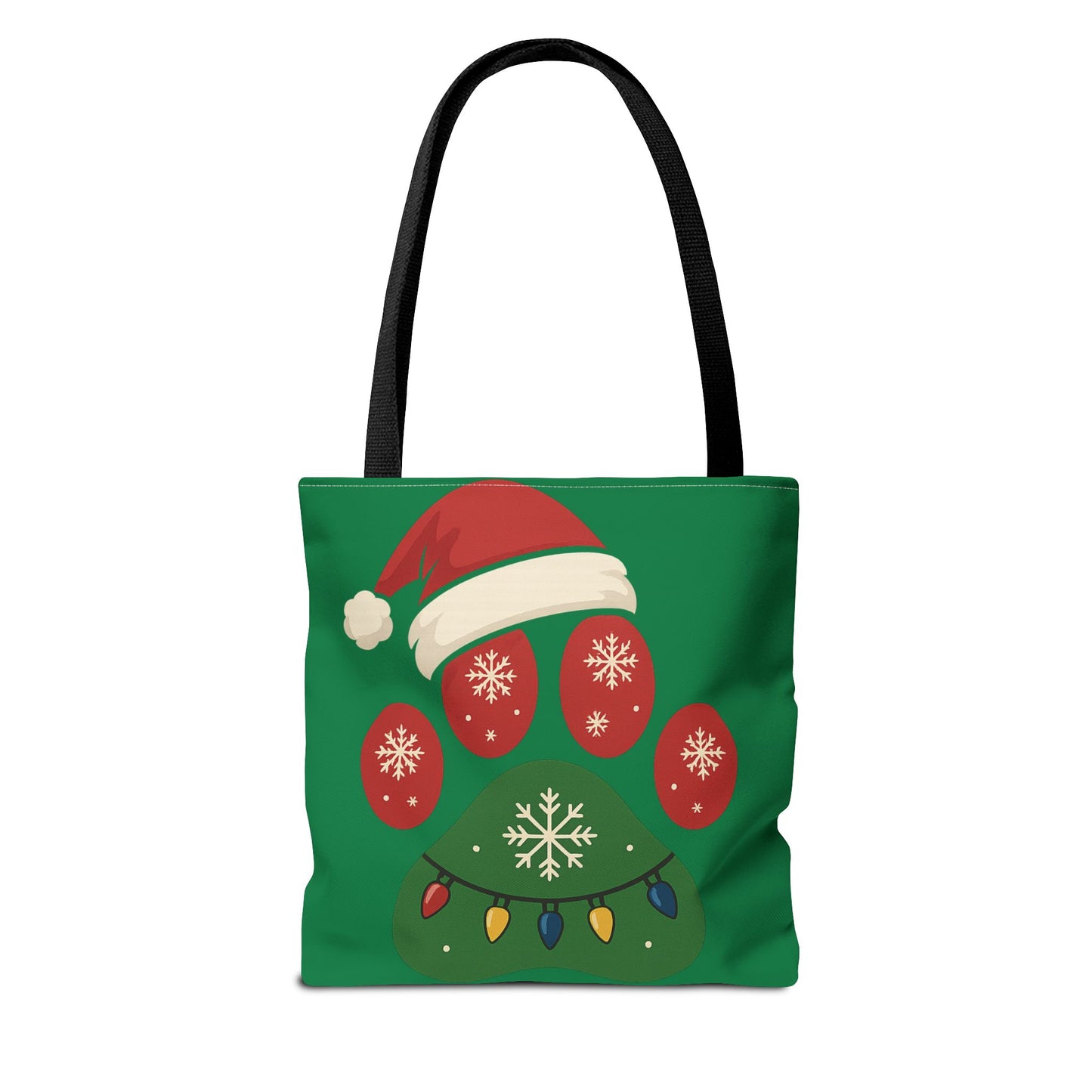 Festive Animal Paw Print Tote Bag, Holiday Shopper Tote, Christmas Gift Bag, Eco-Friendly Holiday Tote, Pet Lover's Tote