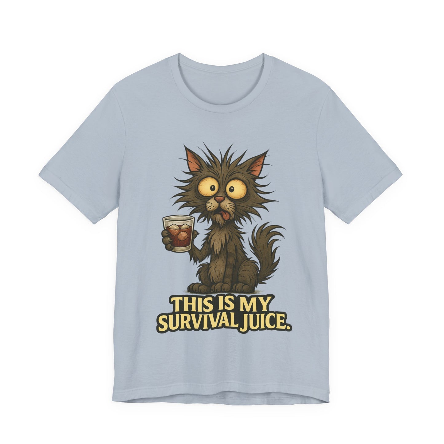 Survival Juice Cat Tee — Funny Coffee Cat T-Shirt