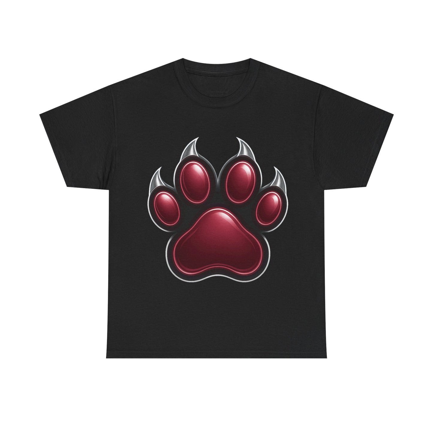Stylish Unisex Heavy Cotton Tee with Bold Red Paw Print, Pet Lover Gift, Animal Rescue Fundraiser, Casual Wear, Everyday Essentials