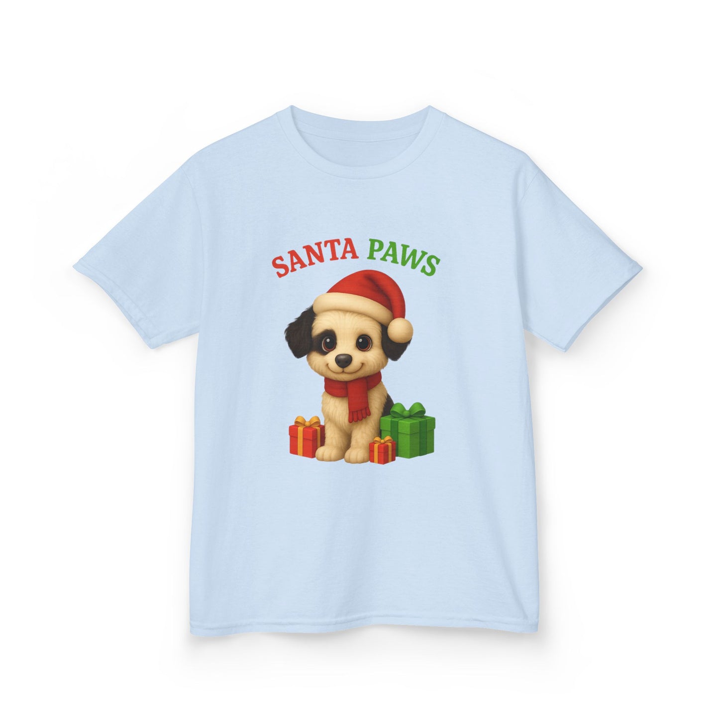 Kids Santa Paws Tee, Adorable Holiday Dog T-Shirt, Christmas Gift for Boys and Girls, Cute Pup Design, Holiday Apparel, Festive Kids Wear