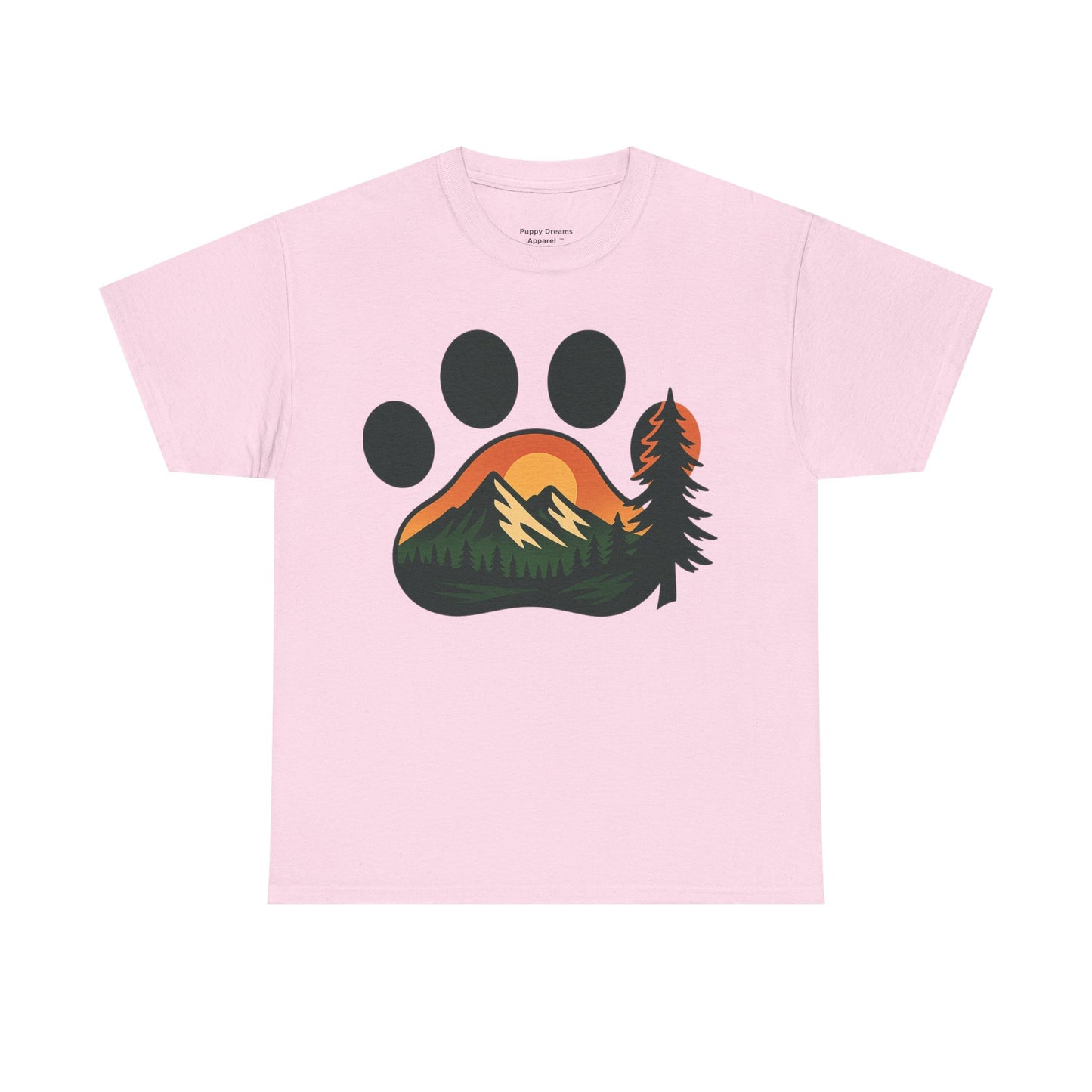 Nature-Inspired Paw Print Tee | Unisex Heavy Cotton T-Shirt for Animal Lovers, Outdoor Enthusiasts, Hiking, Camping, Gift Idea