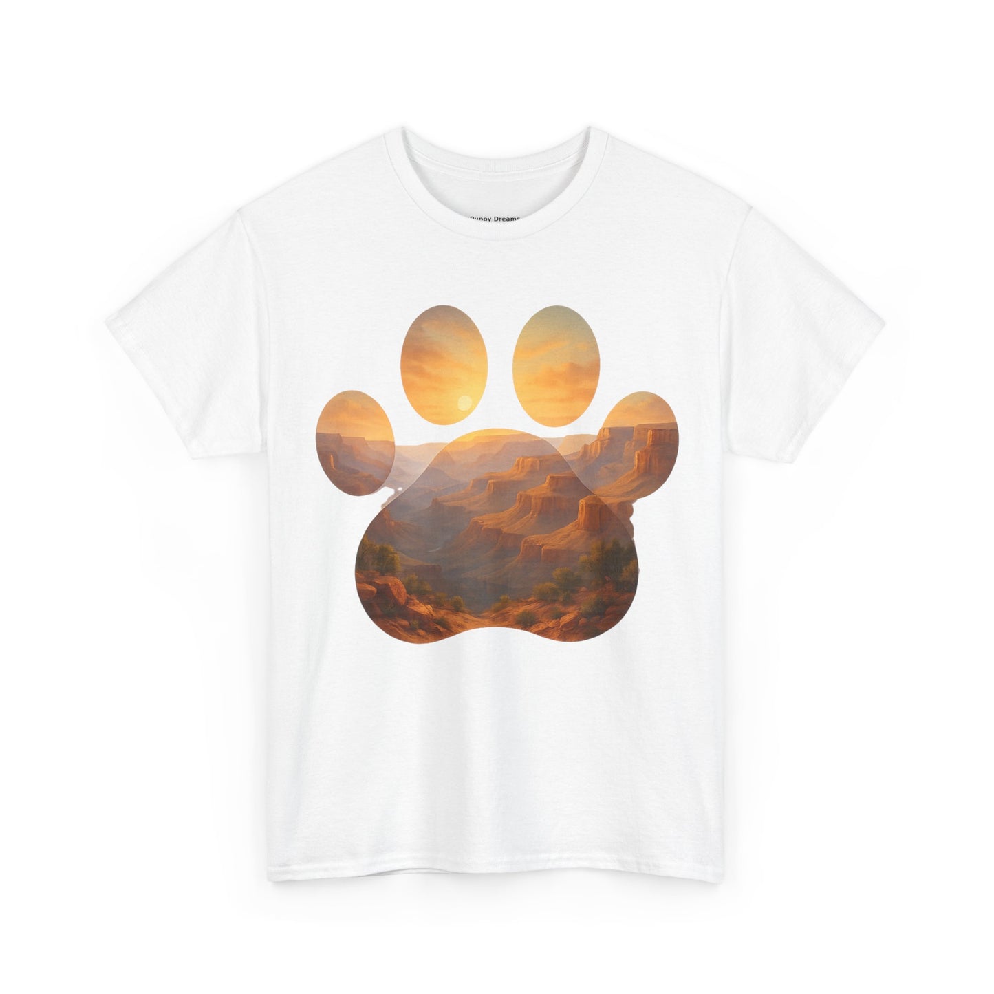 Sunset Paw Print Tee, Unisex T-Shirt for Pet Lovers, Cute Animal Graphic Shirt, Comfortable Everyday Wear, Gift for Dog Owners