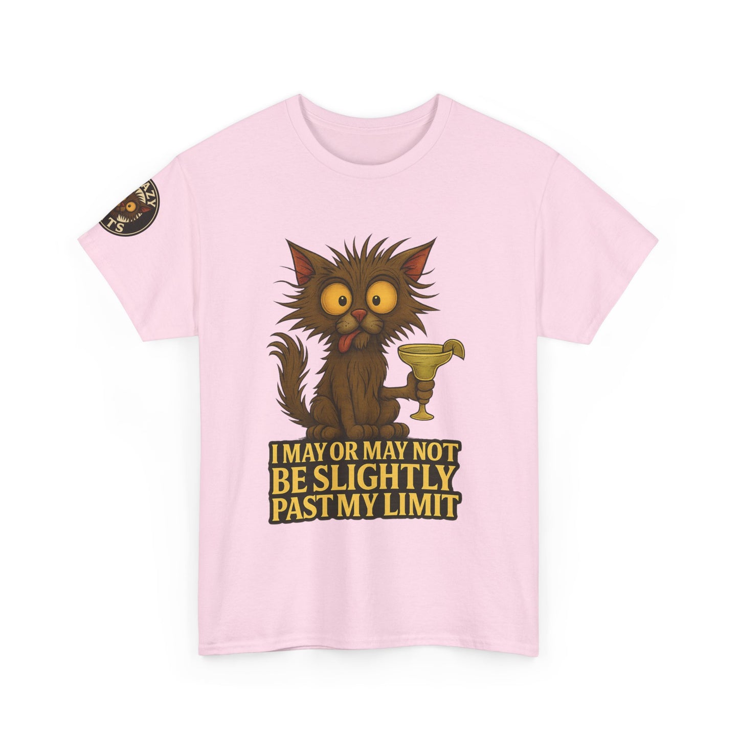 Cat Drinking Wine T‑Shirt — “I May Or May Not Be Slightly Past My Limit” Funny Graphic Tee