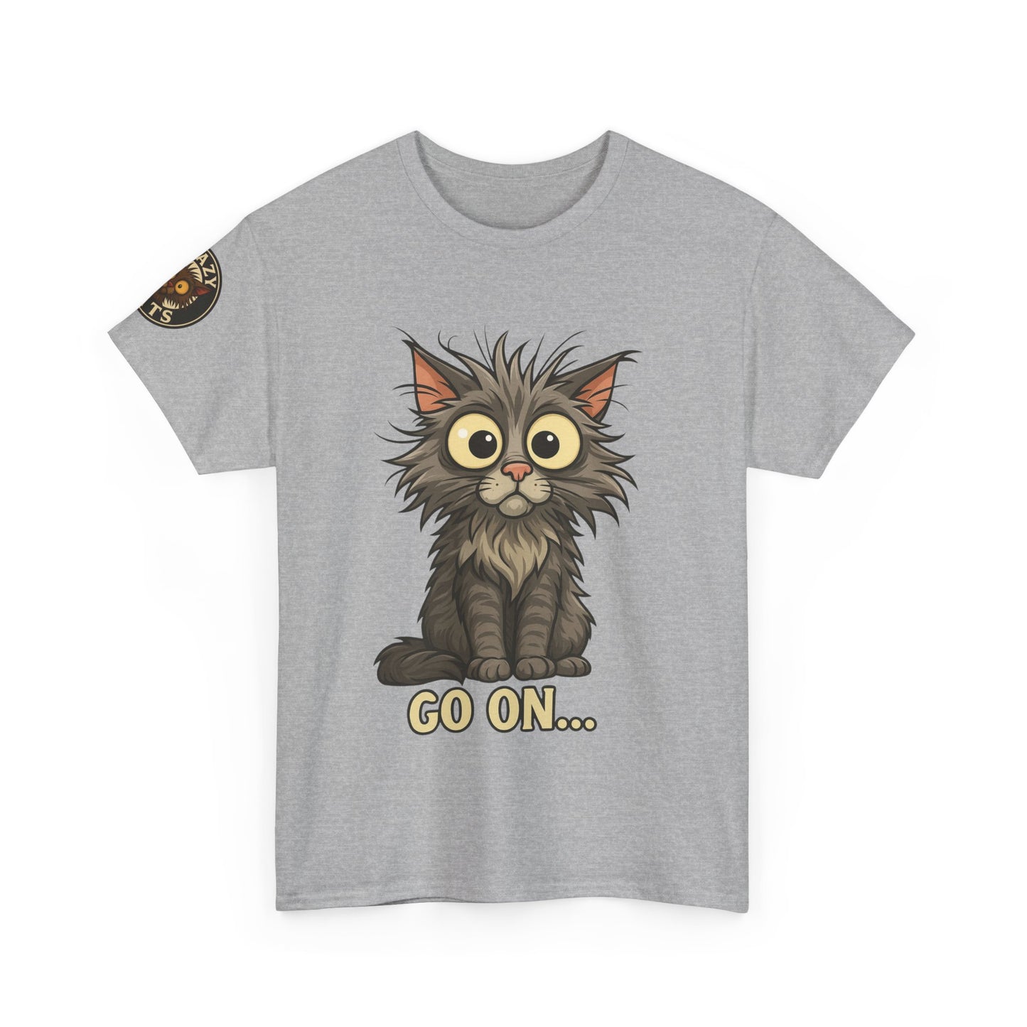 Cat Graphic Tee – Cute Wide-Eyed Kitten “Go On...” Shirt
