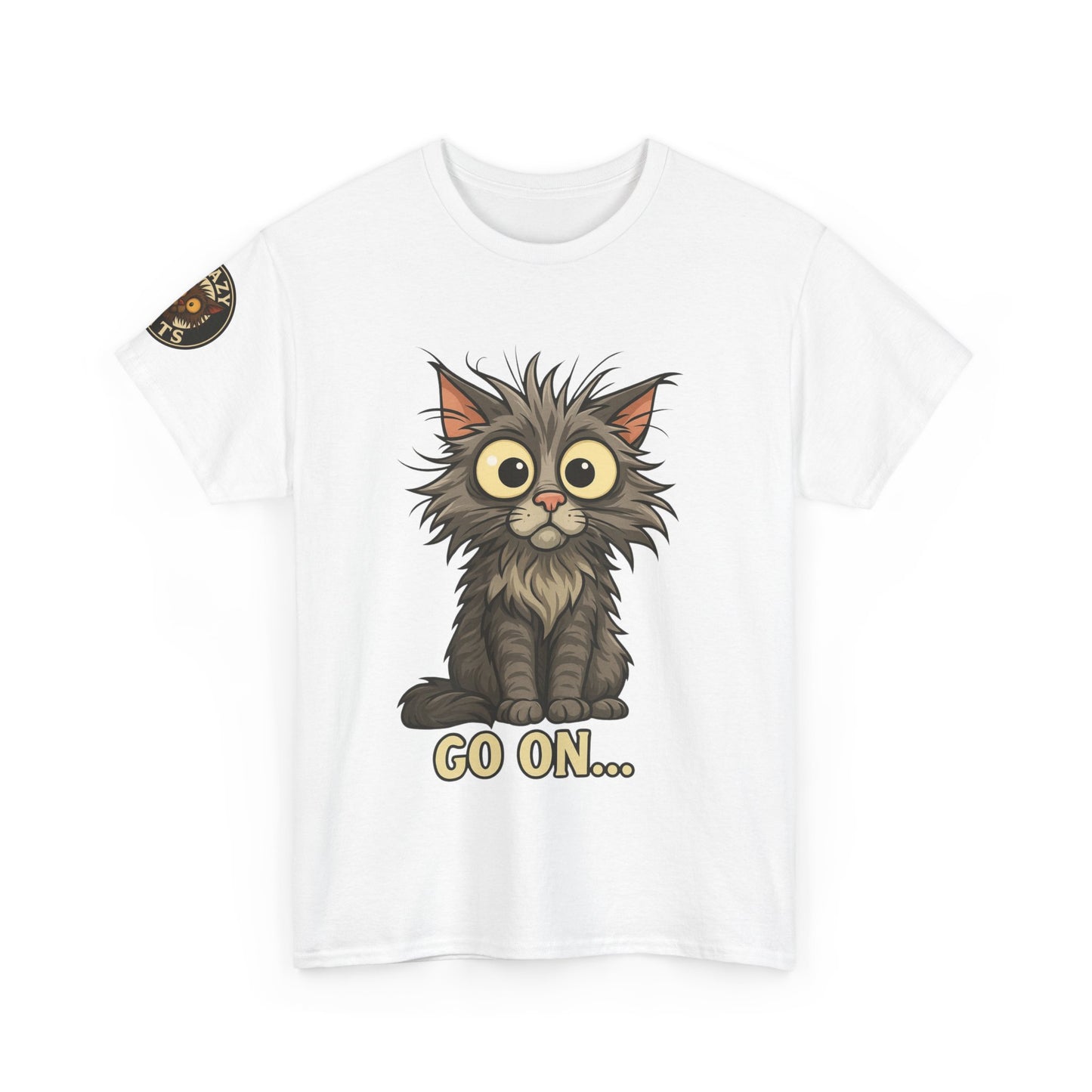 Cat Graphic Tee – Cute Wide-Eyed Kitten “Go On...” Shirt
