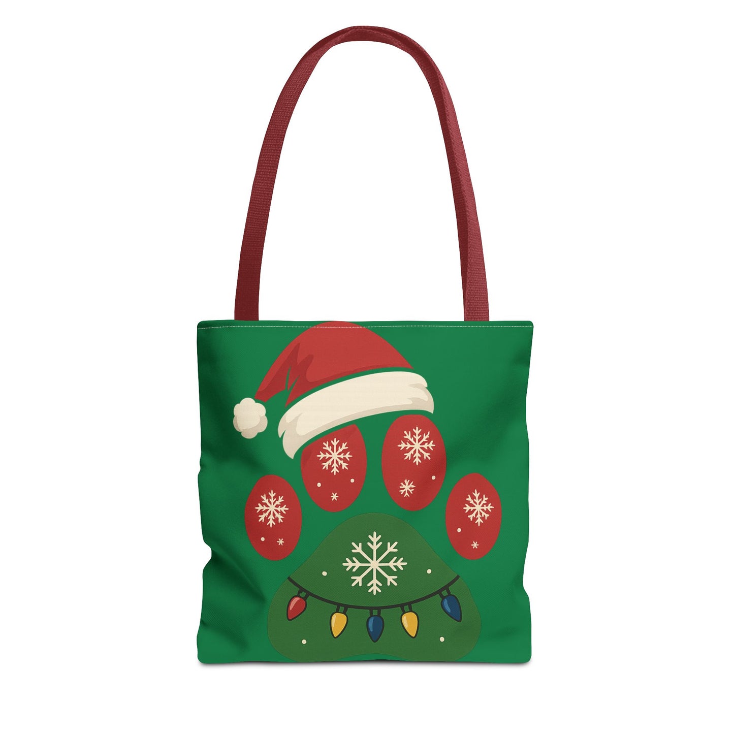 Festive Animal Paw Print Tote Bag, Holiday Shopper Tote, Christmas Gift Bag, Eco-Friendly Holiday Tote, Pet Lover's Tote