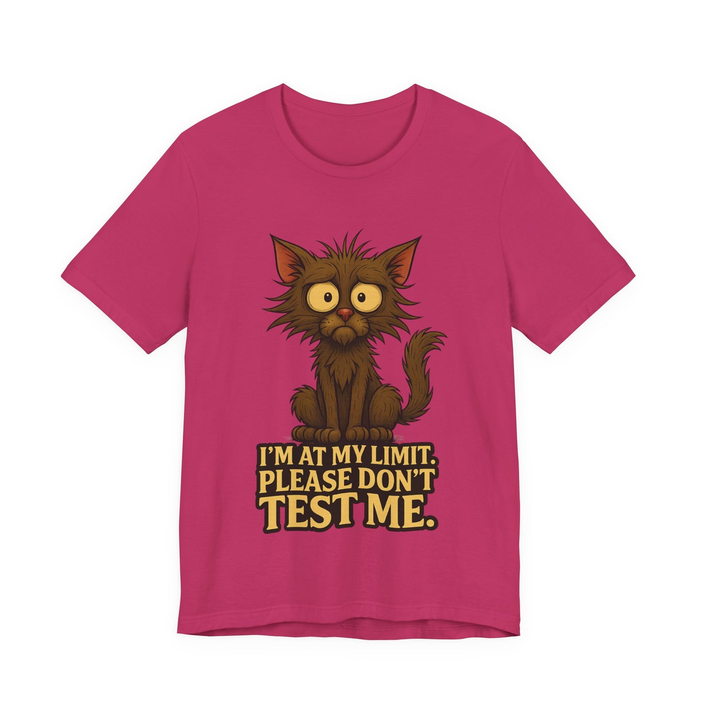Funny Cat T-Shirt — "I'm At My Limit, Please Don't Test Me" Cute Stressed Kitty Graphic Tee