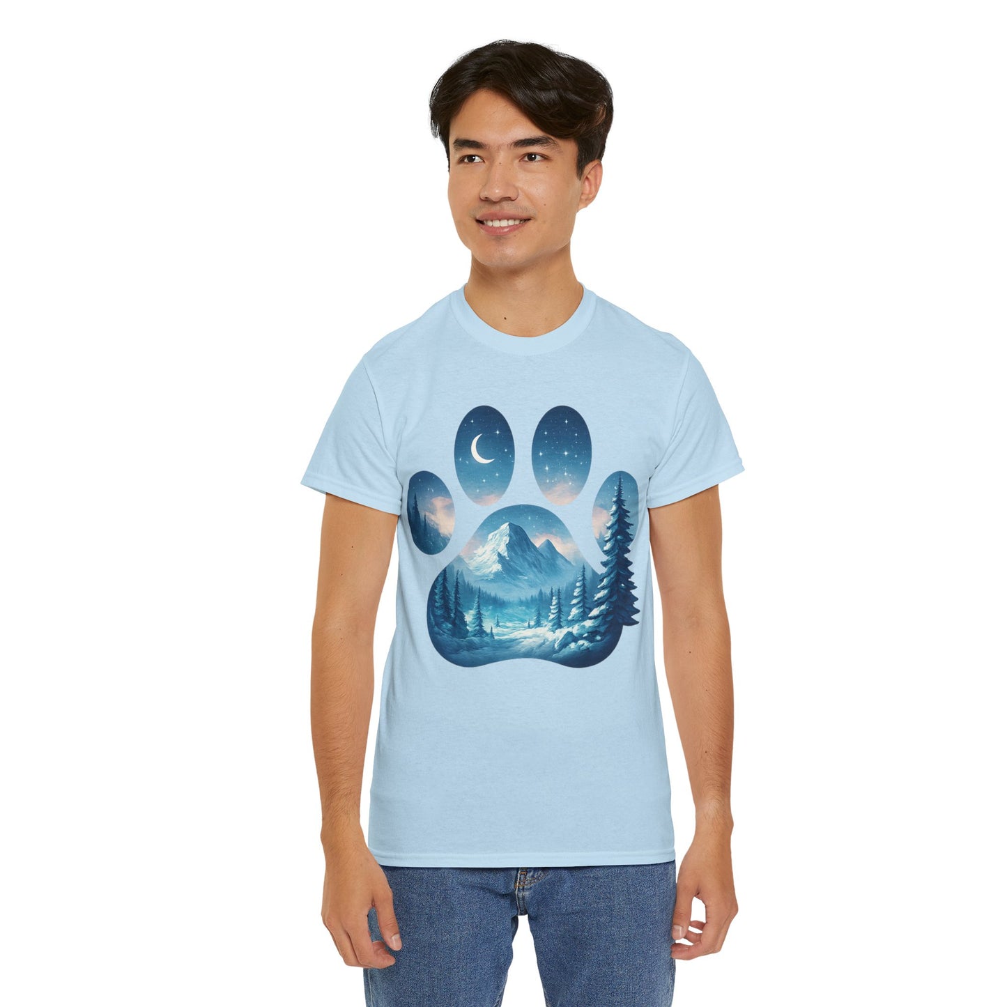Nature-Inspired Paw Print Tee, Ideal for Pet Lovers, Perfect Gift for Birthdays, Relaxed Fit, Outdoor Adventures, Eco-Friendly