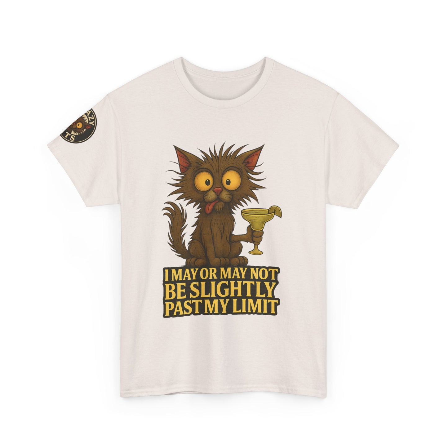 Cat Drinking Wine T‑Shirt — “I May Or May Not Be Slightly Past My Limit” Funny Graphic Tee