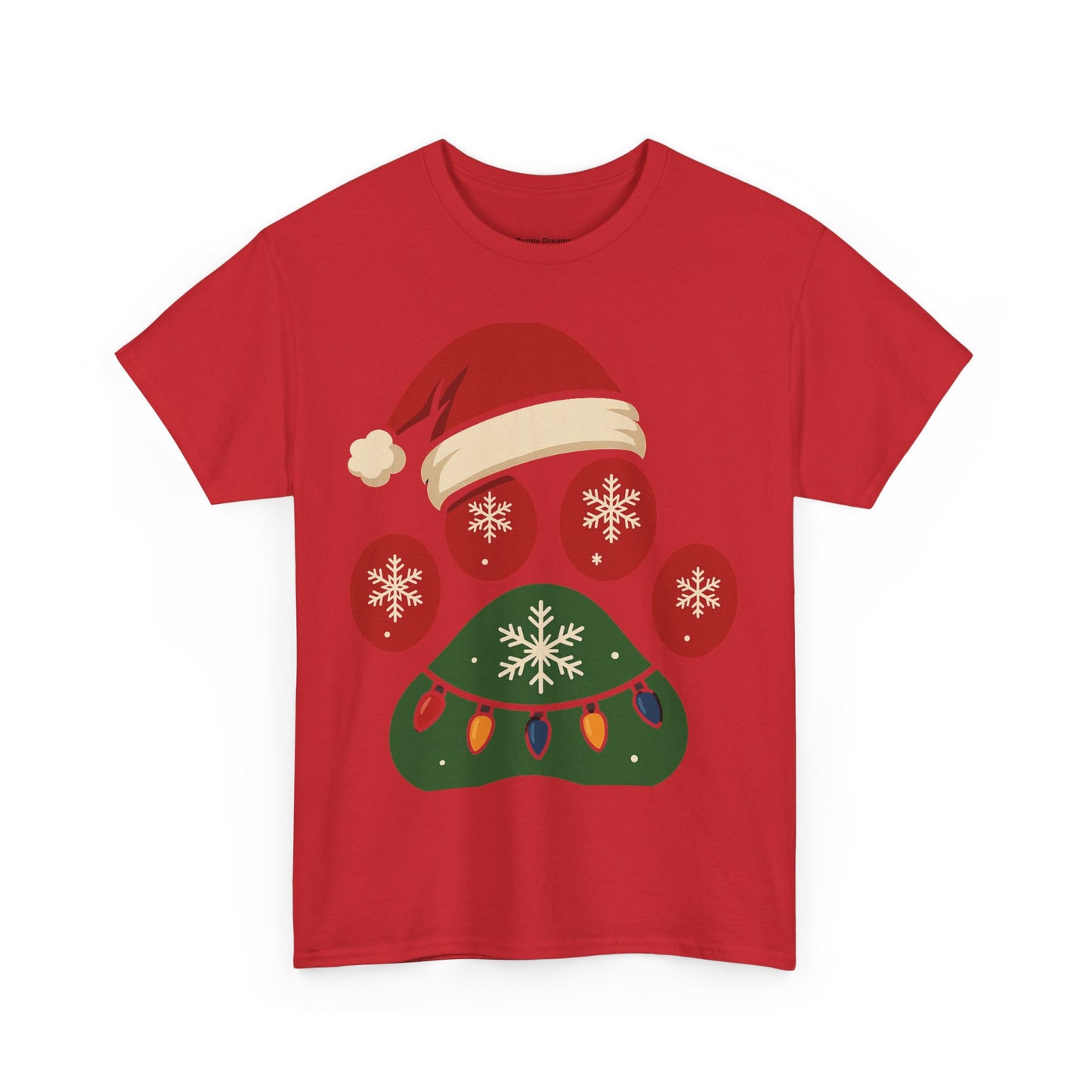 Festive Dog Paw Print Tee, Holiday T-Shirt for Pet Lovers, Christmas Casual Wear, Cute Pet Apparel, Winter Gift Idea