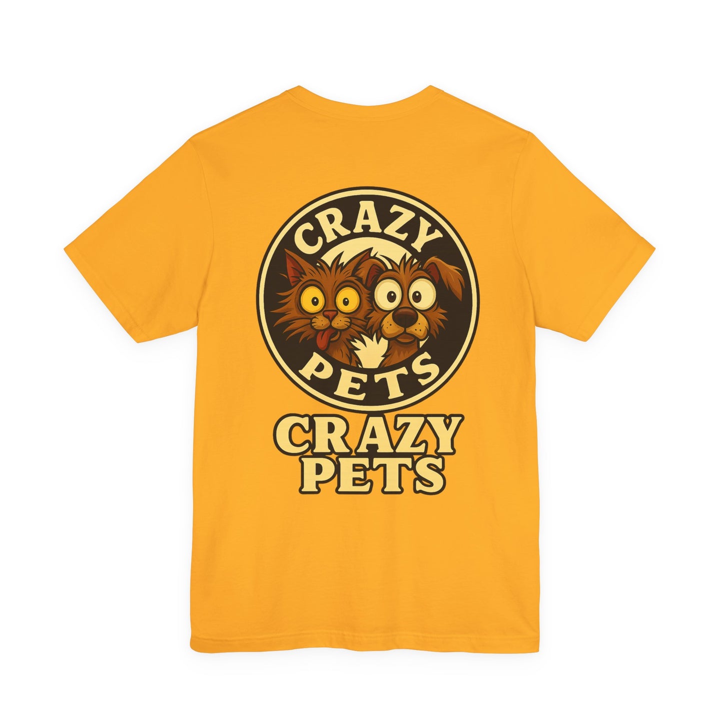 Crazy Pets Tee — "Running on Vibes and Poor Decisions" Cute Coffee-Loving Dog Shirt