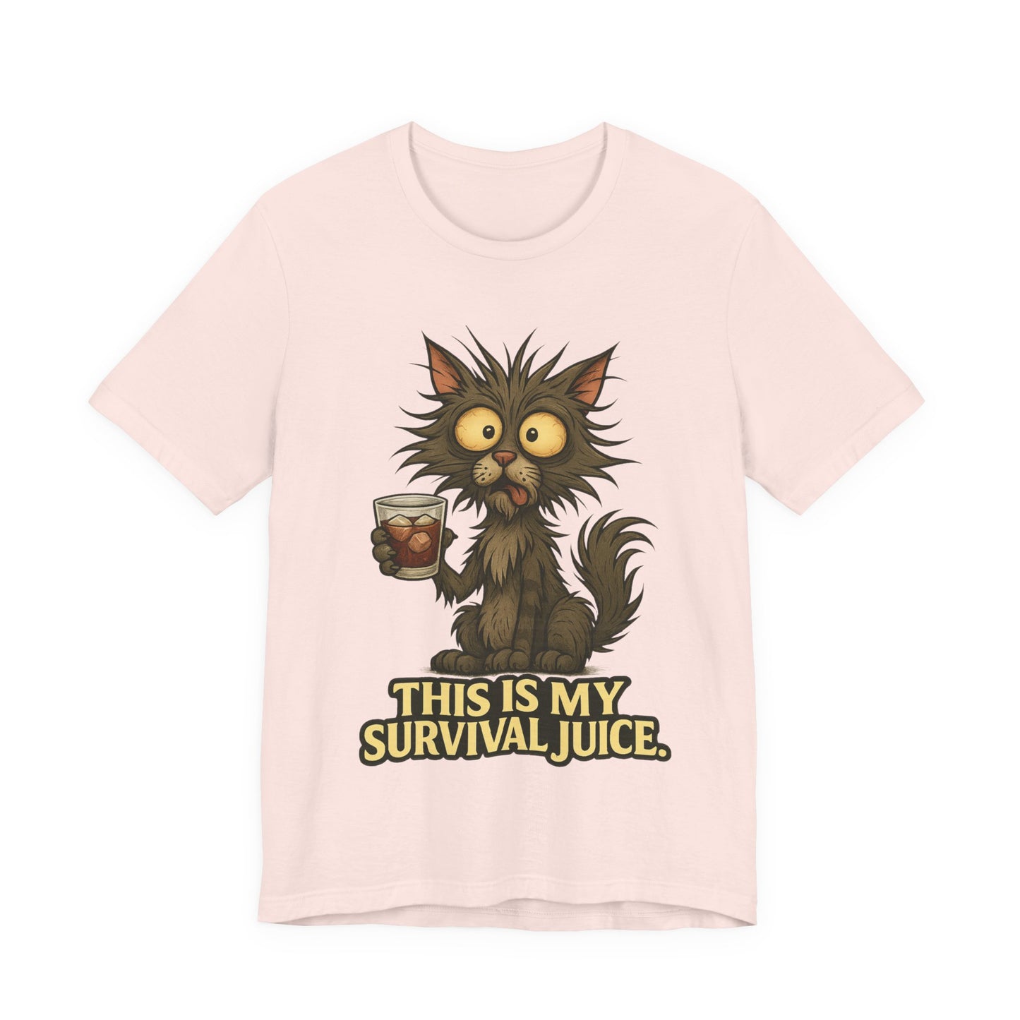 Survival Juice Cat Tee — Funny Coffee Cat T-Shirt