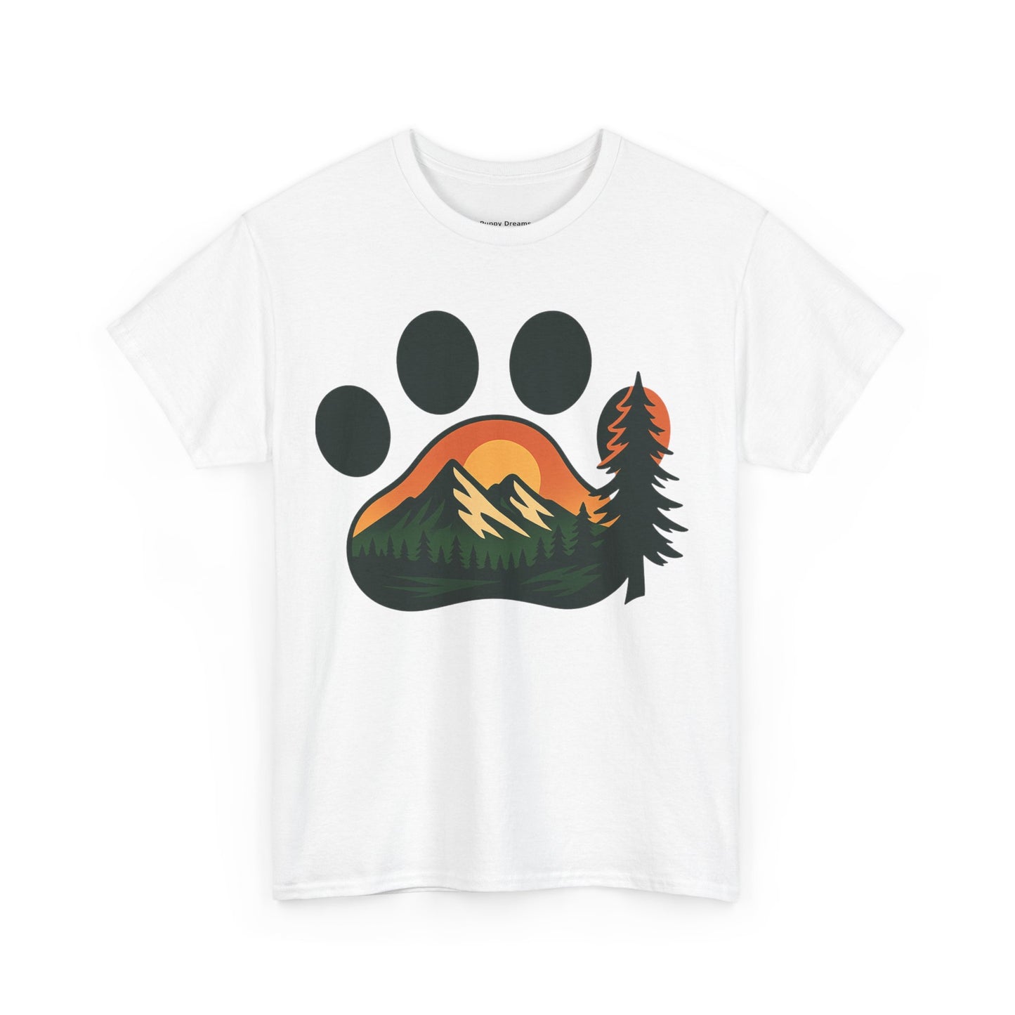 Nature-Inspired Paw Print Tee | Unisex Heavy Cotton T-Shirt for Animal Lovers, Outdoor Enthusiasts, Hiking, Camping, Gift Idea