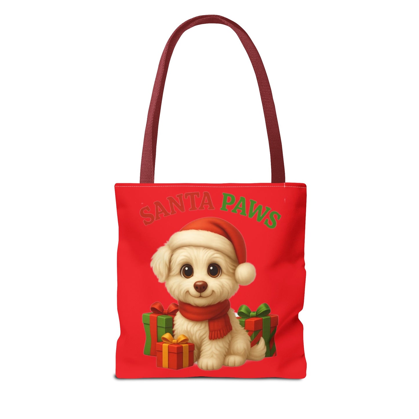 Adorable Santa Paws Tote Bag | Cute Christmas Pet Gift, Holiday Shopping, Pet Lover Accessory, Festive Handbag, Paw Print Tote