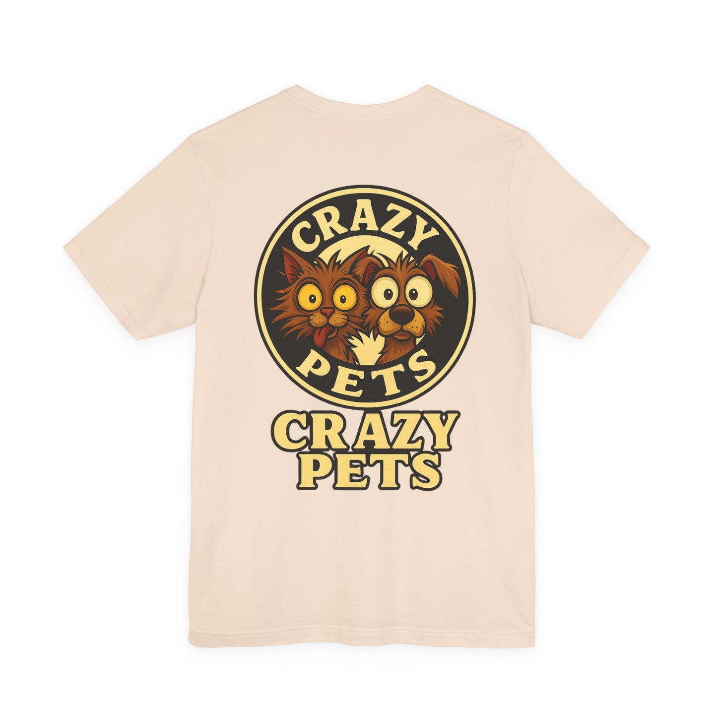 Crazy Pets Tee — "Running on Vibes and Poor Decisions" Cute Coffee-Loving Dog Shirt