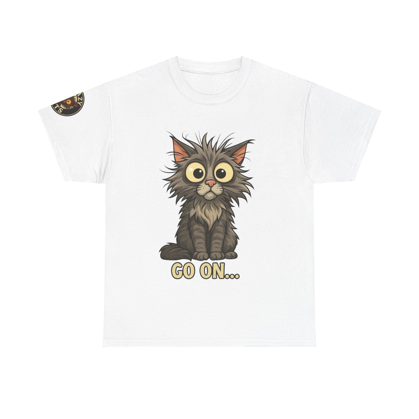 Cat Graphic Tee – Cute Wide-Eyed Kitten “Go On...” Shirt