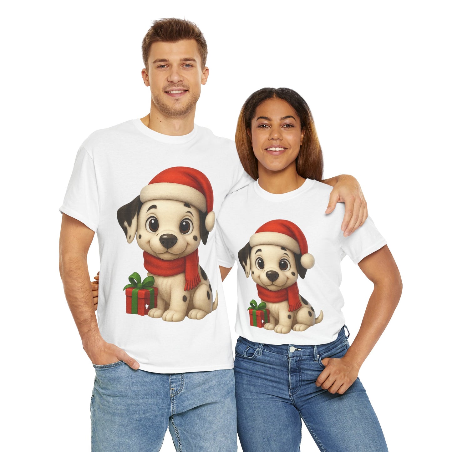 Adorable Christmas Puppy Tee - Unisex Heavy Cotton Tee