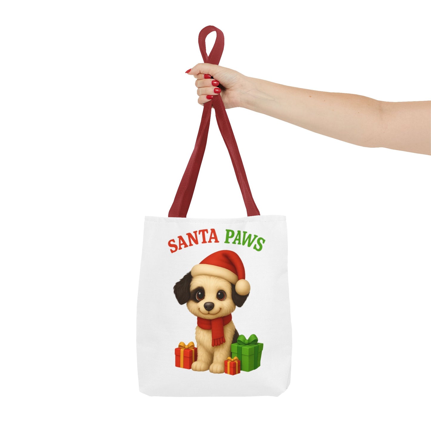 Christmas Dog Tote Bag, Pet Lover Gift, Santa Paws Eco-friendly Bag, Holiday Shopping Tote, Cute Puppy Design, Dog Owner Accessory