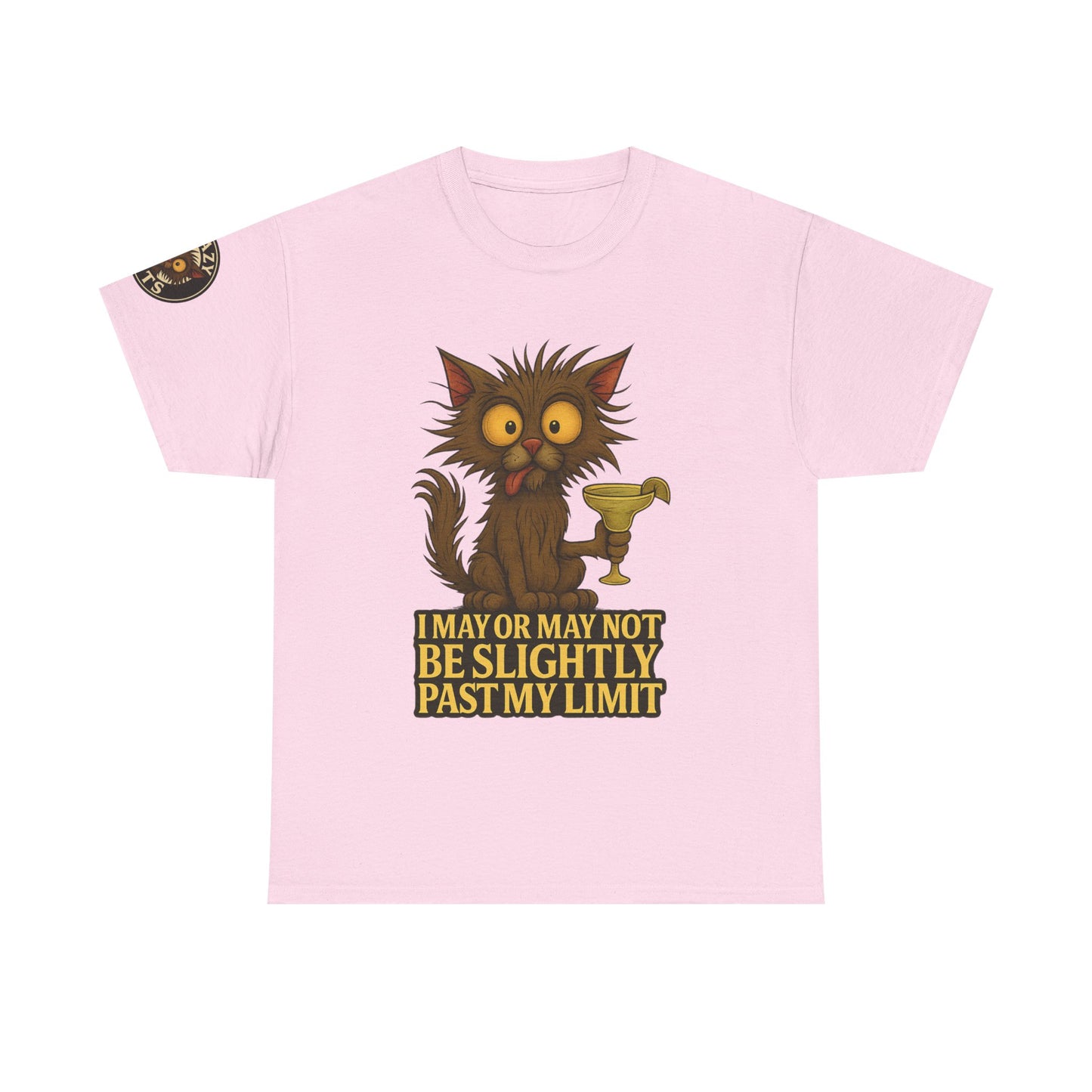 Cat Drinking Wine T‑Shirt — “I May Or May Not Be Slightly Past My Limit” Funny Graphic Tee