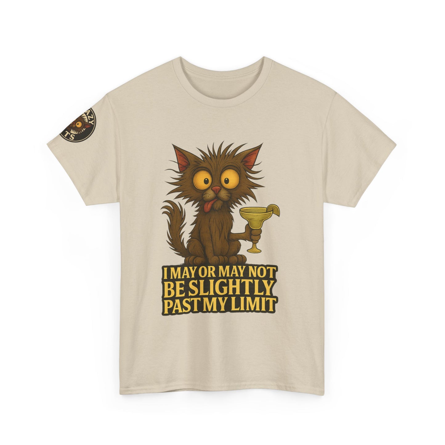 Cat Drinking Wine T‑Shirt — “I May Or May Not Be Slightly Past My Limit” Funny Graphic Tee