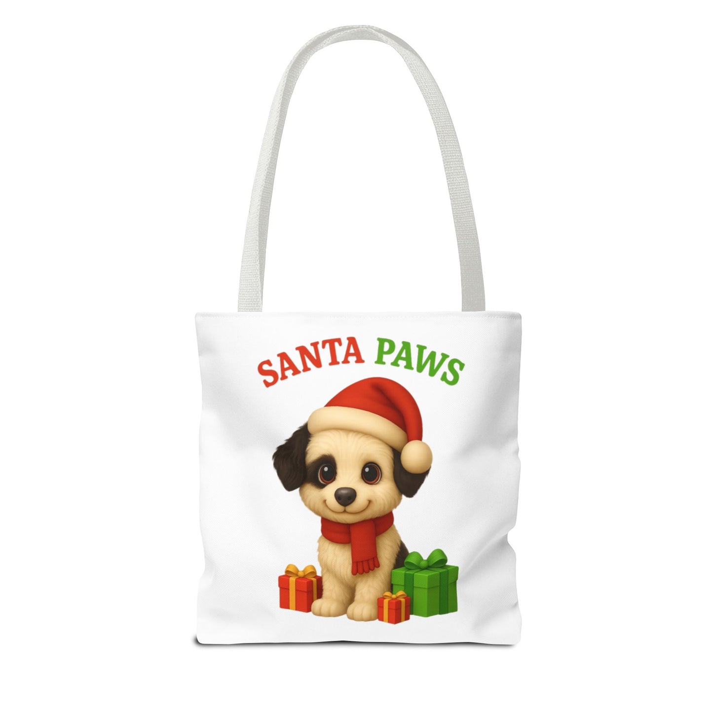Christmas Dog Tote Bag, Pet Lover Gift, Santa Paws Eco-friendly Bag, Holiday Shopping Tote, Cute Puppy Design, Dog Owner Accessory