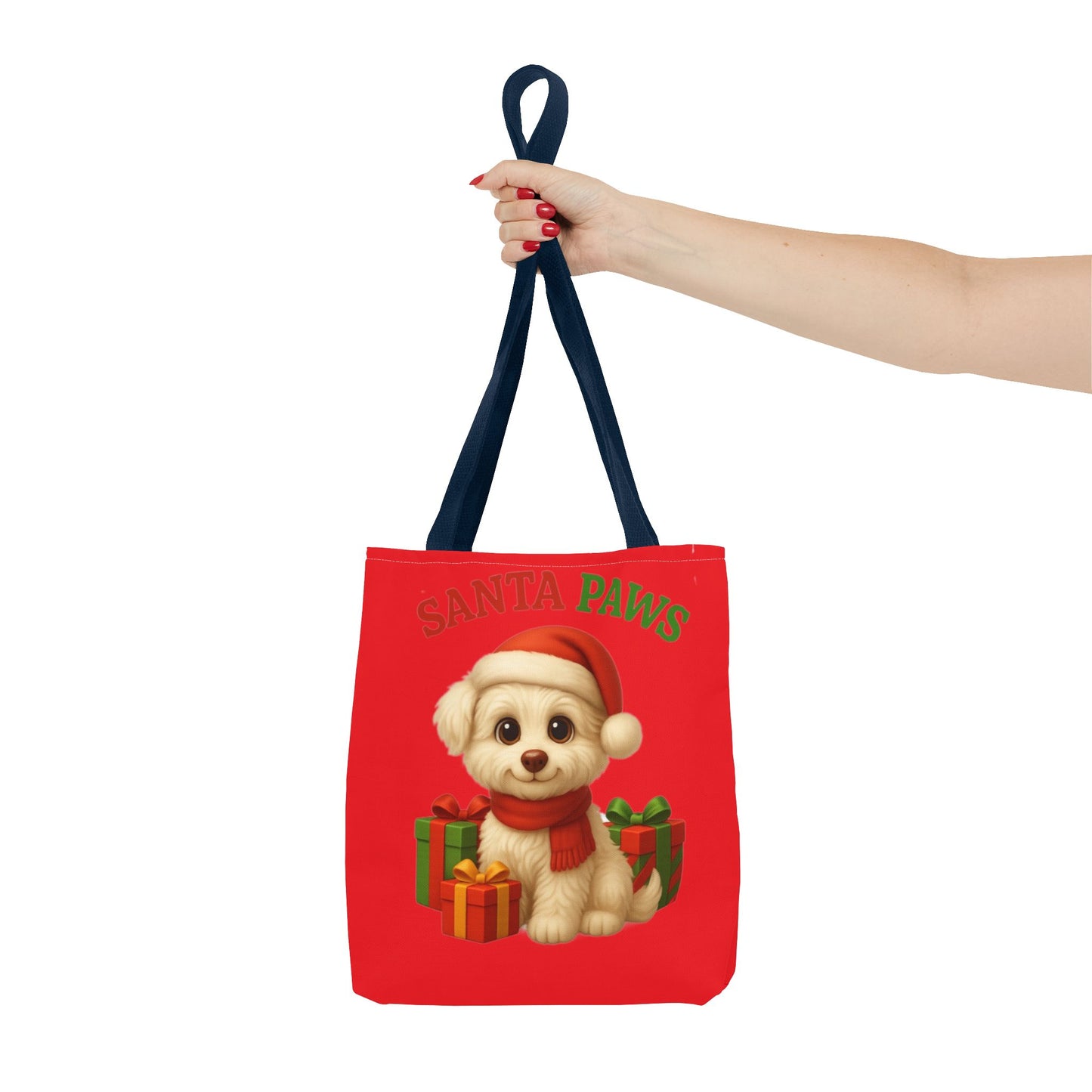 Adorable Santa Paws Tote Bag | Cute Christmas Pet Gift, Holiday Shopping, Pet Lover Accessory, Festive Handbag, Paw Print Tote