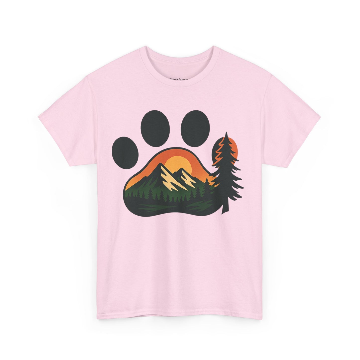 Nature-Inspired Paw Print Tee | Unisex Heavy Cotton T-Shirt for Animal Lovers, Outdoor Enthusiasts, Hiking, Camping, Gift Idea