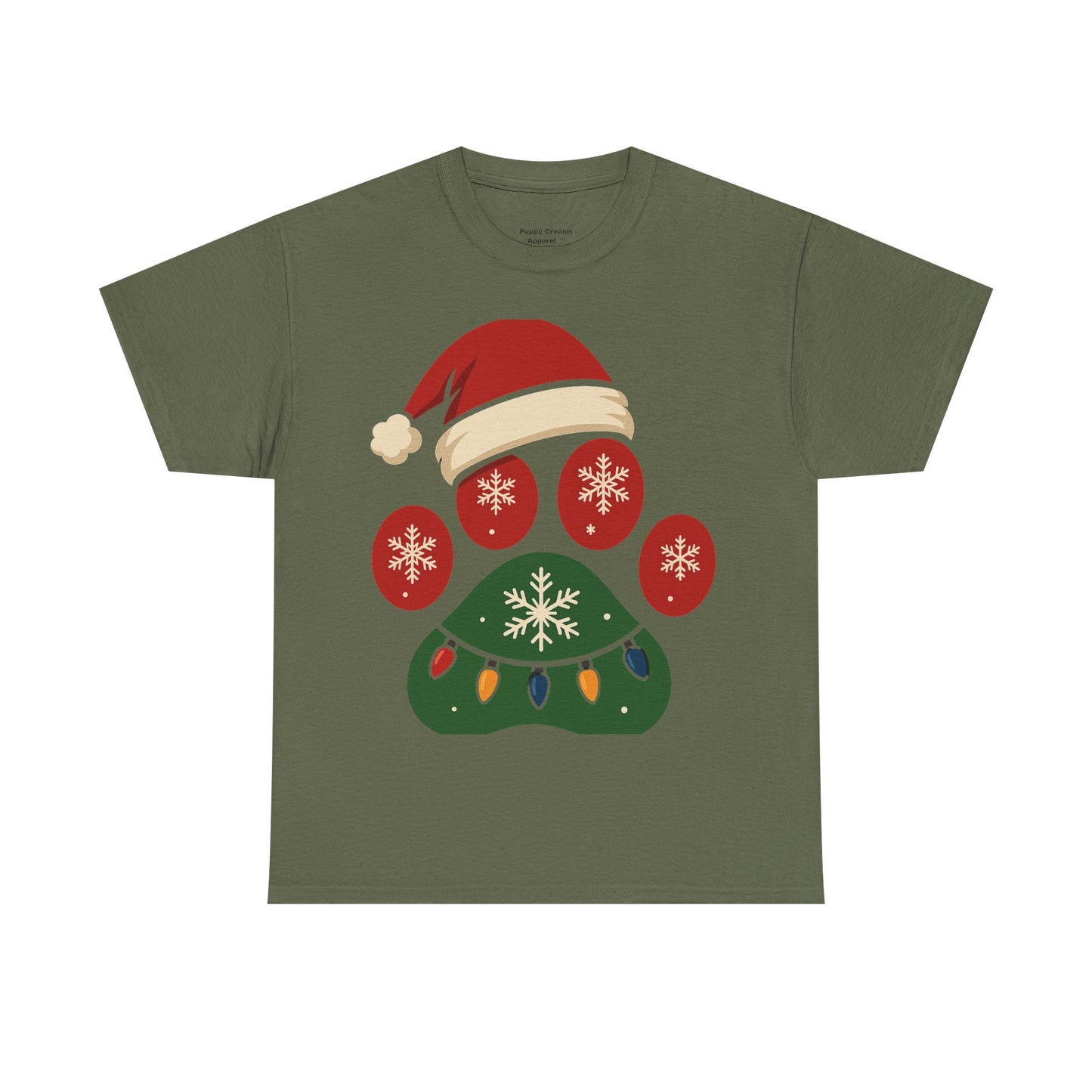 Festive Dog Paw Print Tee, Holiday T-Shirt for Pet Lovers, Christmas Casual Wear, Cute Pet Apparel, Winter Gift Idea
