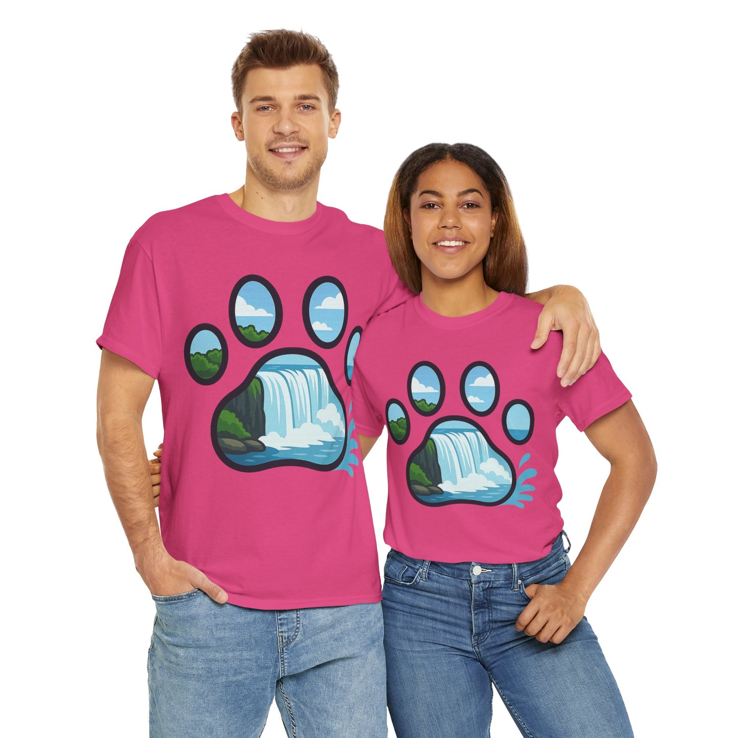 Nature-Inspired Paw Print Tee, Unisex Heavy Cotton Tee, Cute Animal Shirt, Outdoor Lover Gift, Eco-Friendly Apparel, Casual Wear
