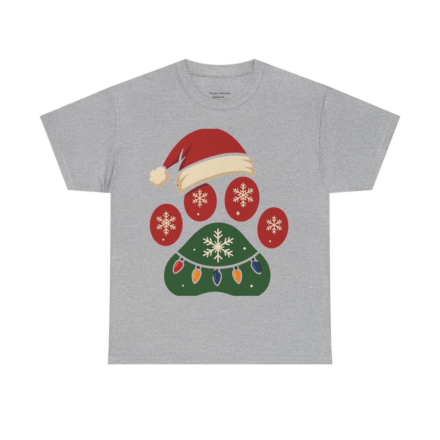 Festive Dog Paw Print Tee, Holiday T-Shirt for Pet Lovers, Christmas Casual Wear, Cute Pet Apparel, Winter Gift Idea