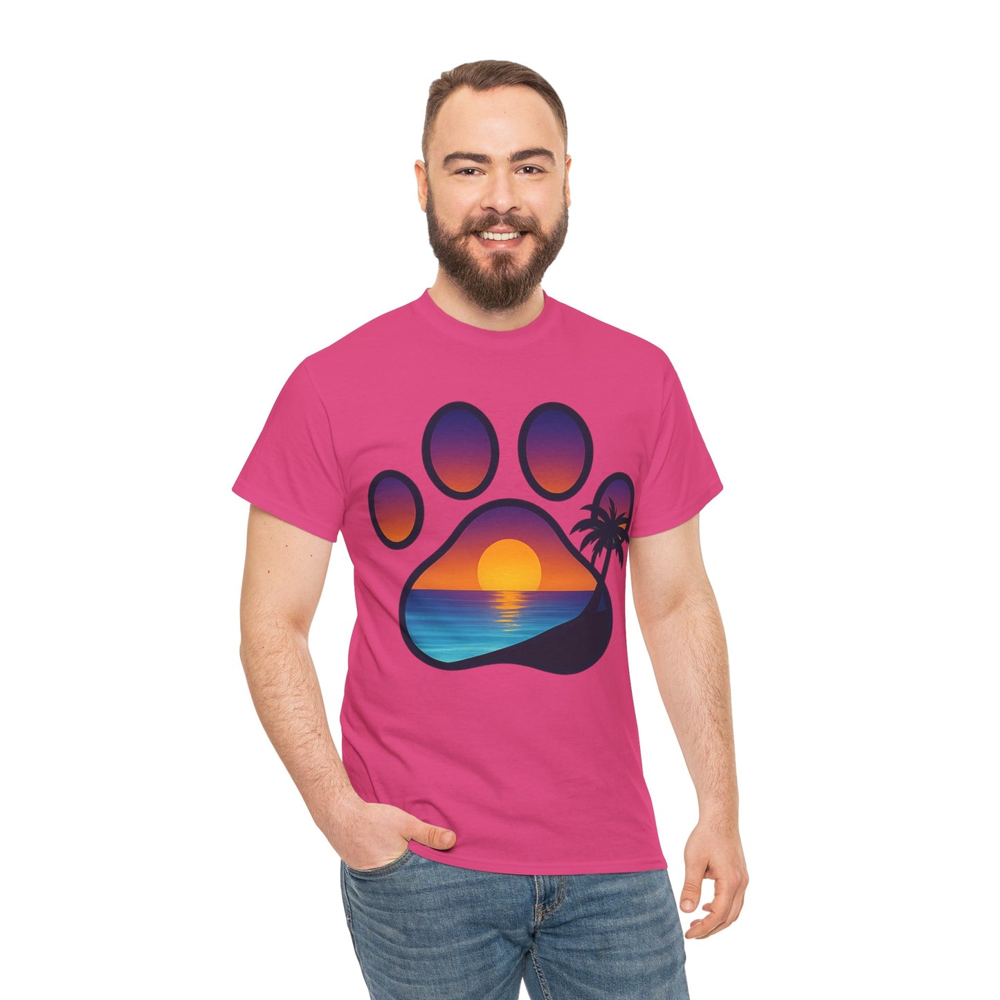 Sunset Beach Paw Print Tee | Pet Lovers Shirt, Gift for Dog Owners, Casual Wear, Summer Vibes, Animal Lover Apparel